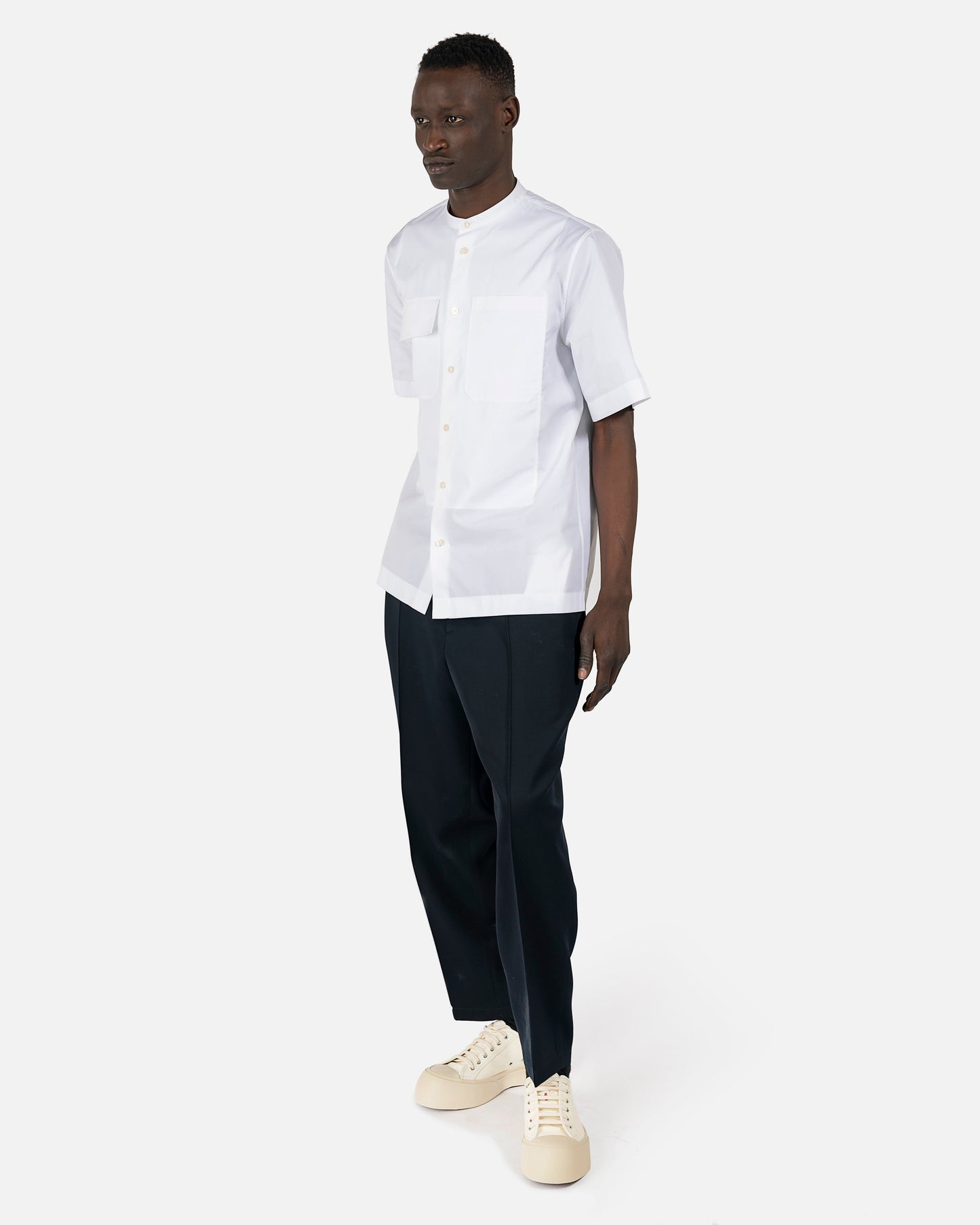 Jil Sander Men's Shirts Short Sleeve Patch Pocket Shirt in White
