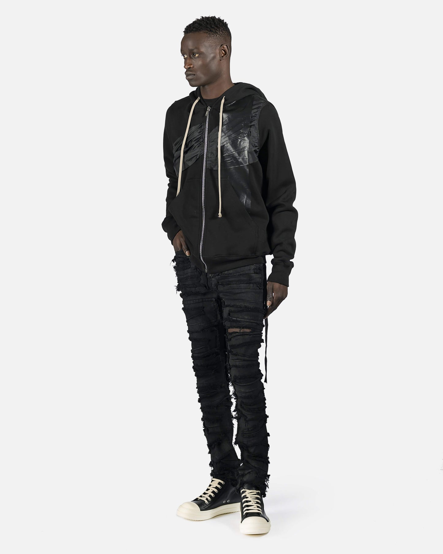 Rick Owens DRKSHDW Men's Jeans Slashed Detroit Cut Denim in Black