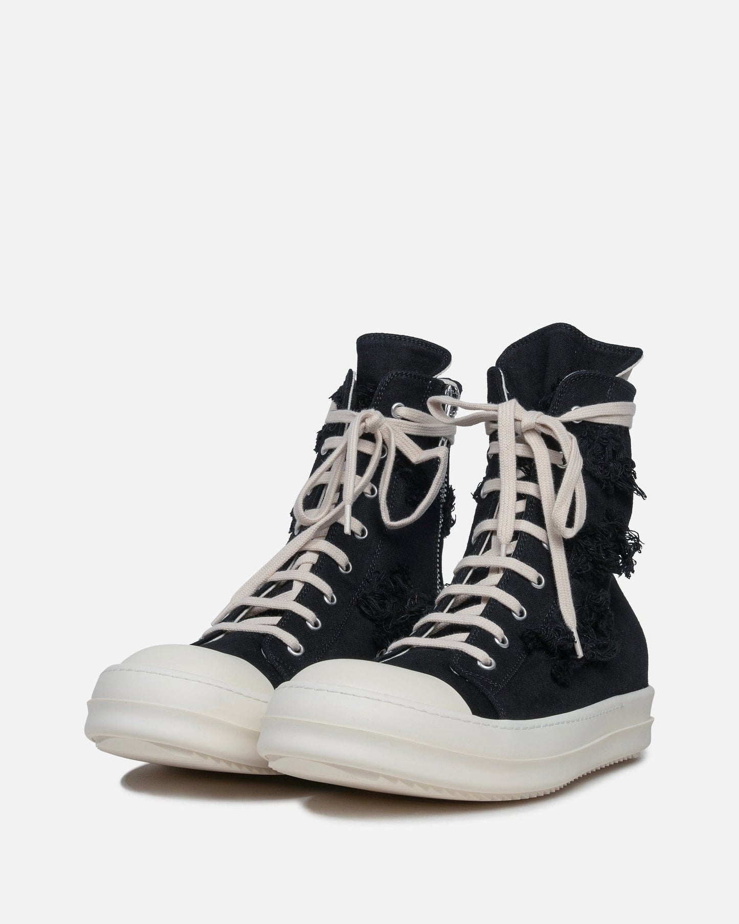 Rick Owens DRKSHDW Men's Sneakers Slashed Ramones in Black/Milk