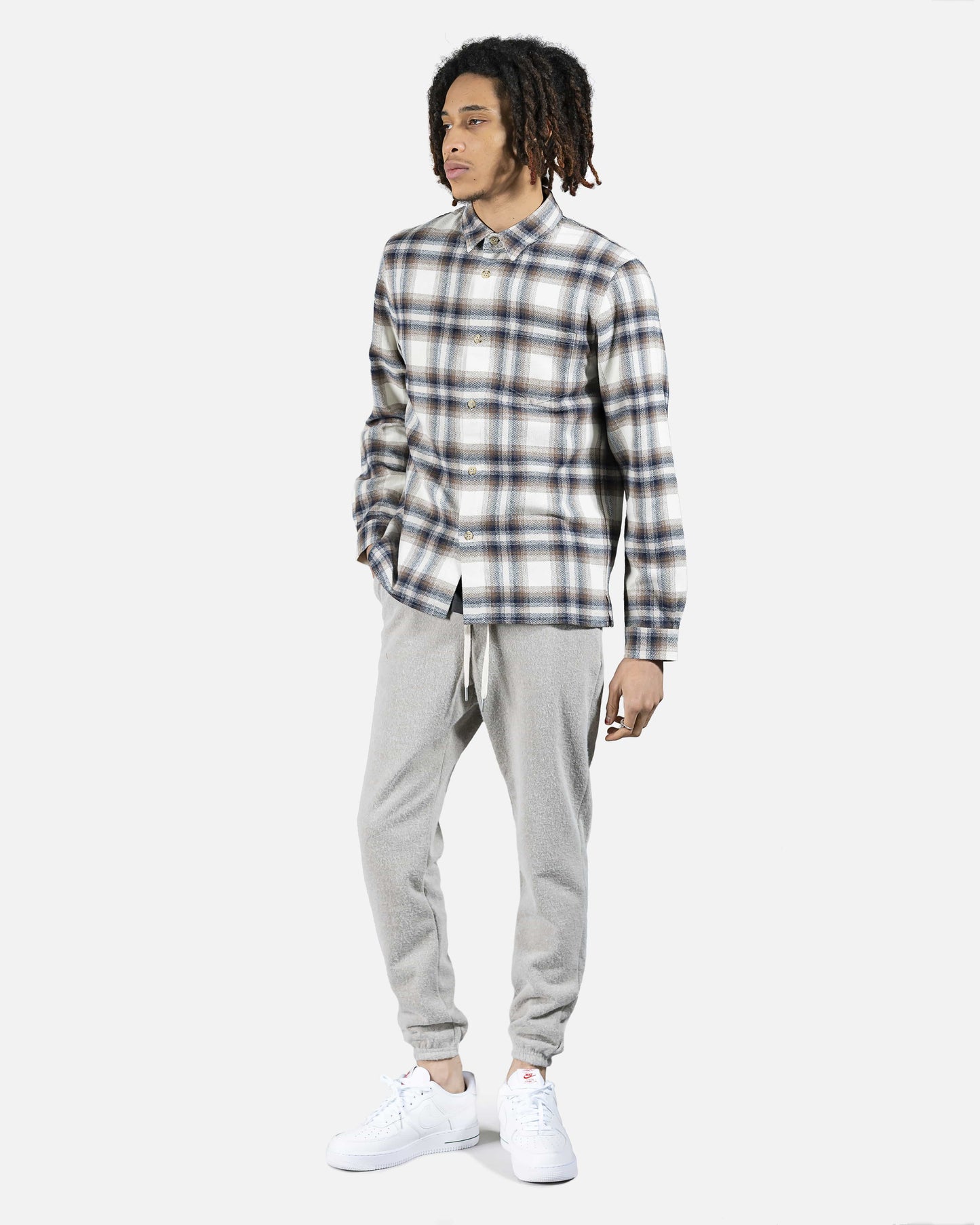 John Elliott Men's Shirts Sly Cotton Straight Hem Shirt in Natural