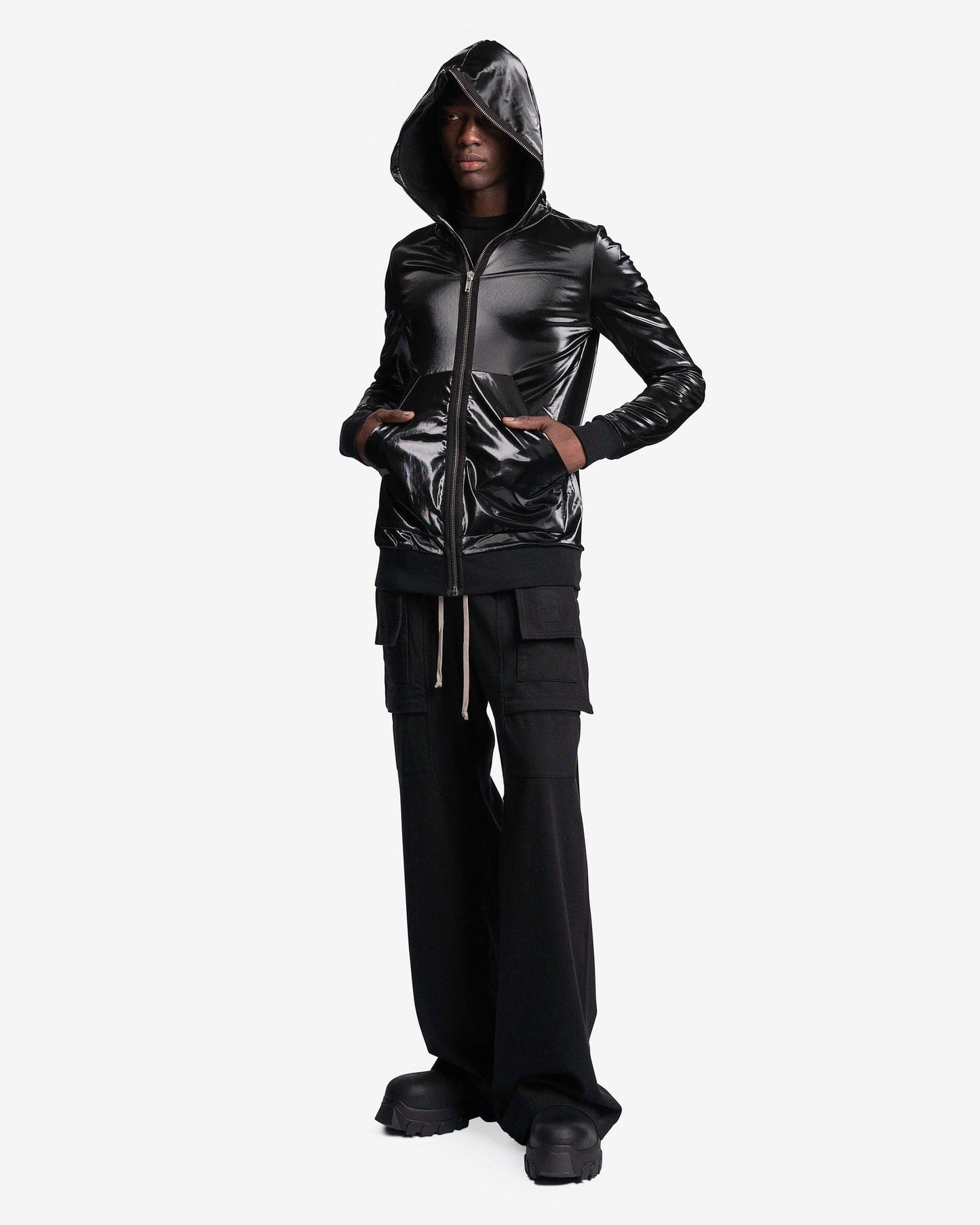 Rick Owens DRKSHDW Men's Sweatshirts Small Gimp Hoodie in Black