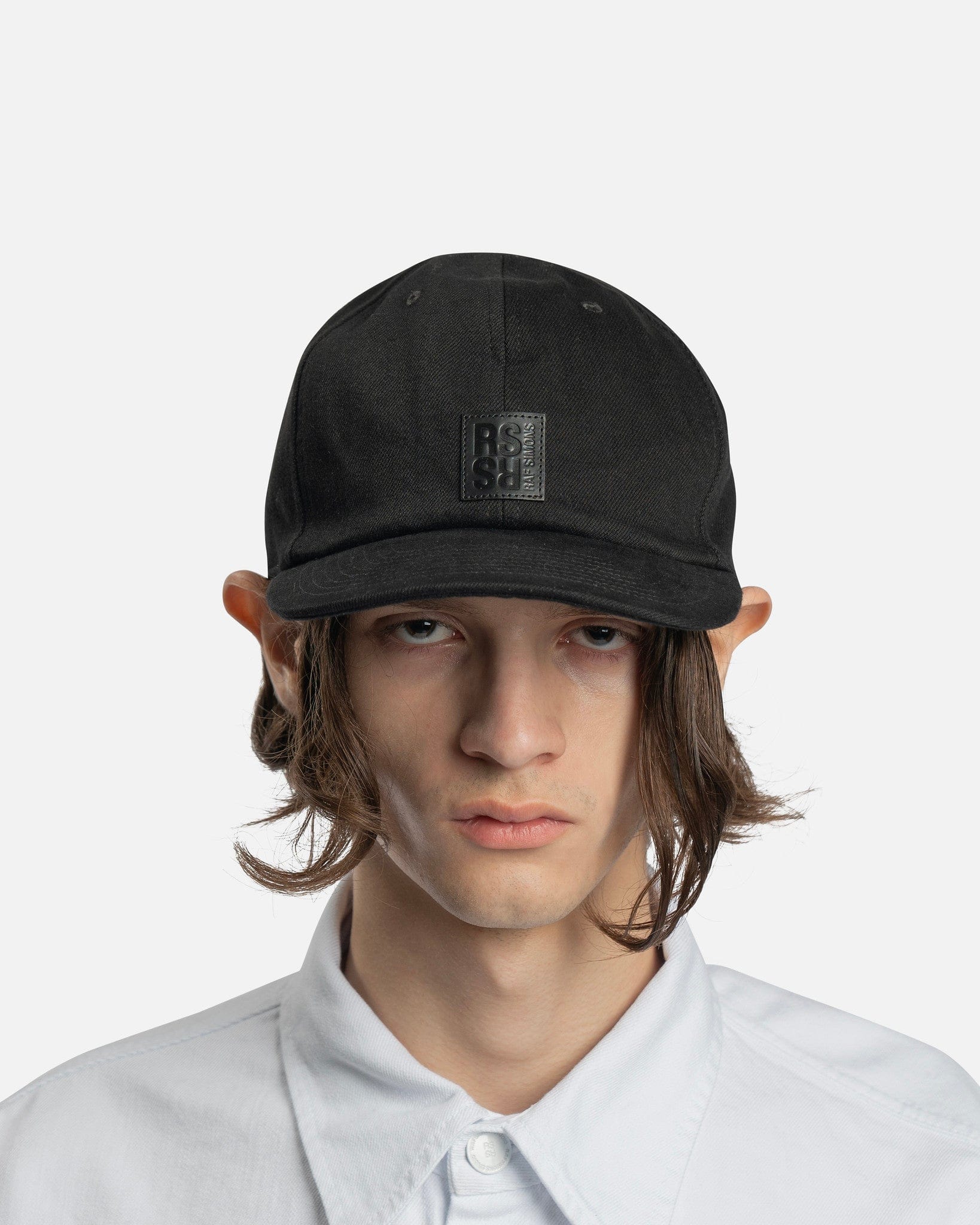 Small Leather Patch Hat in Black SVRN Small Leather Patch Hat in Black SVRN