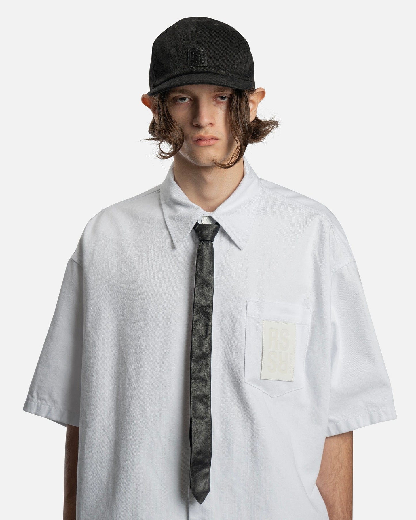 Raf Simons Men's Hats O/S Small Leather Patch Hat in Black