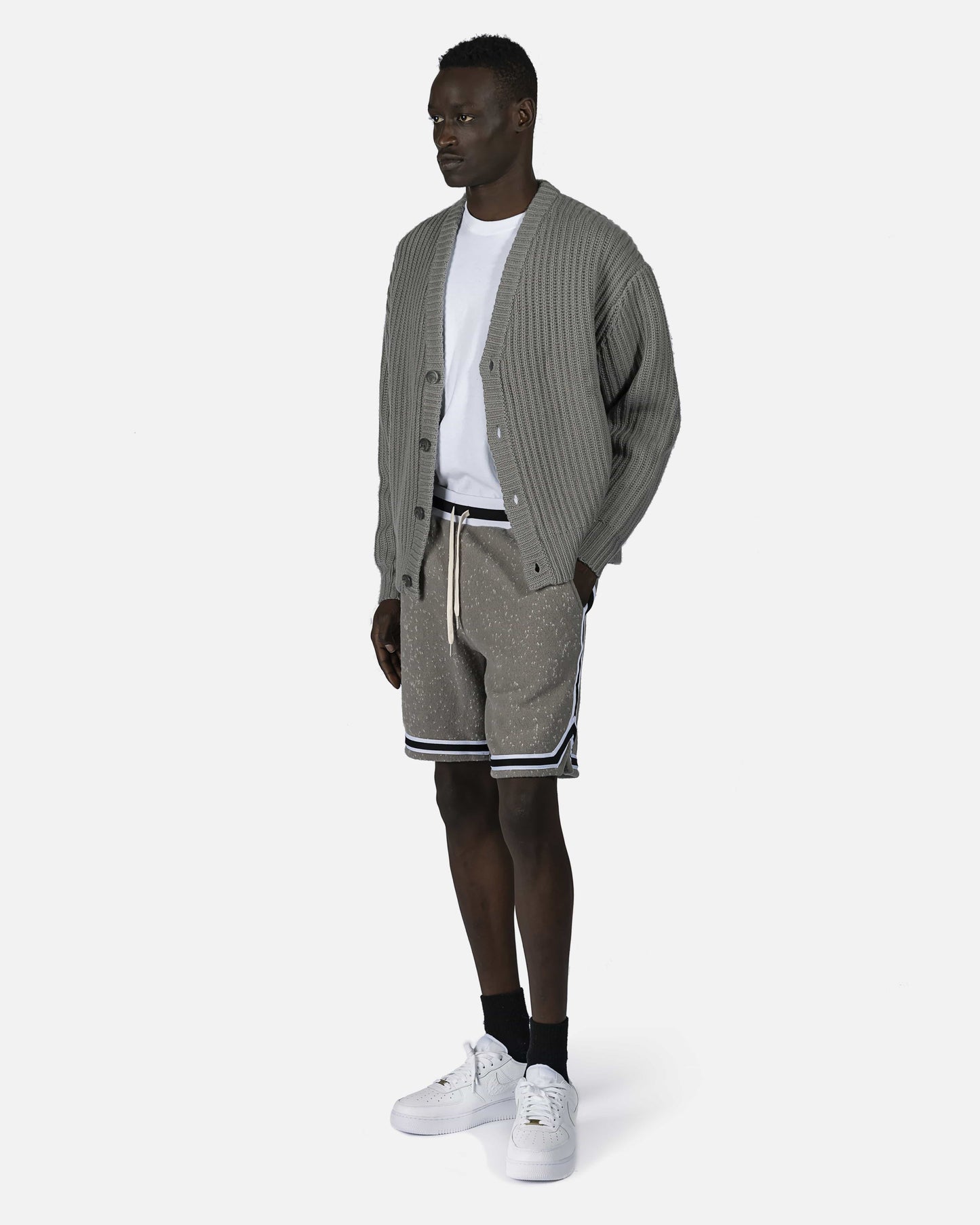 John Elliott Men's Shorts Spec Wool Game Shorts in Moss Grey