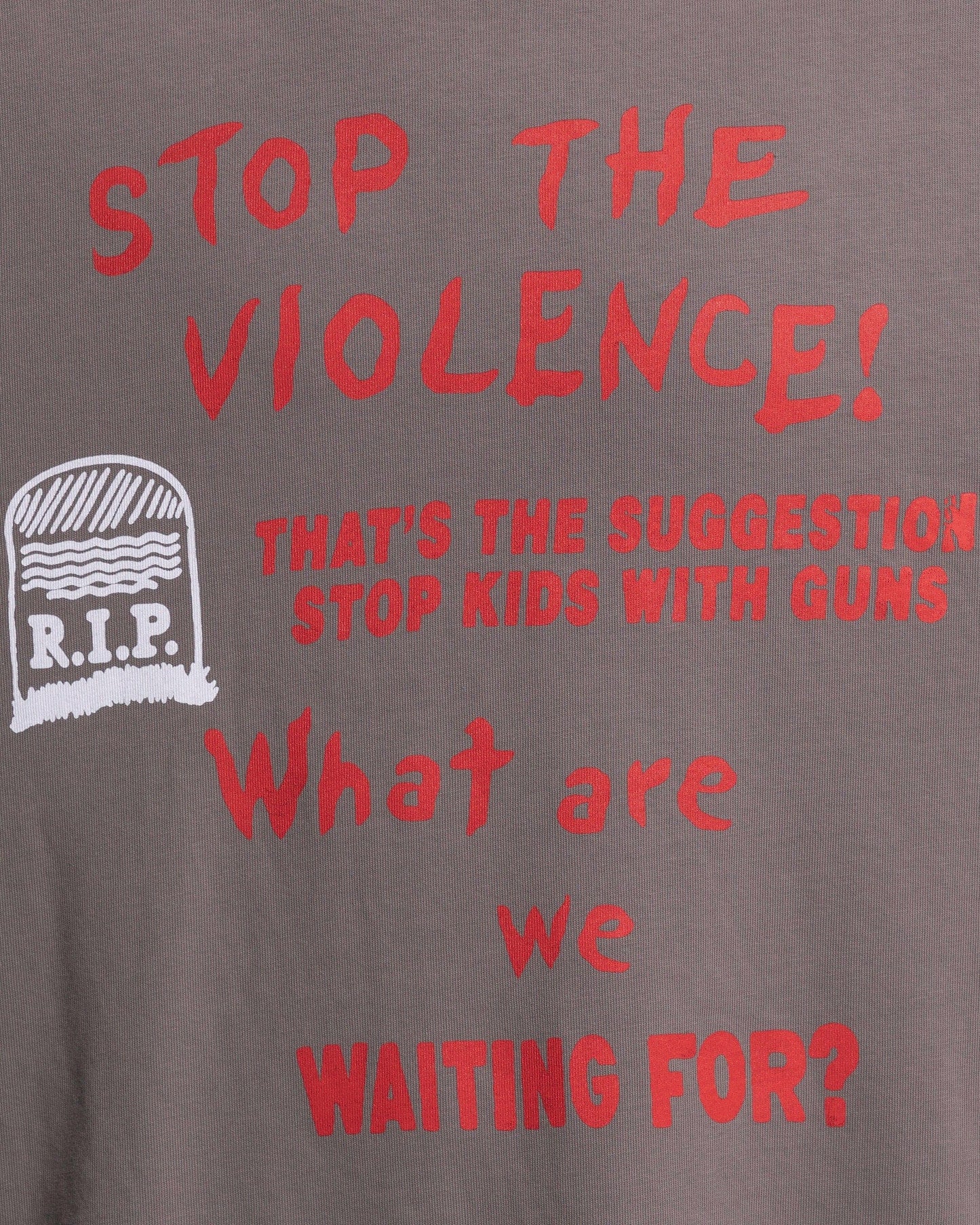 Willy Chavarria Men's T-Shirts Stop The Violence Buffalo T-Shirt in Charcoal