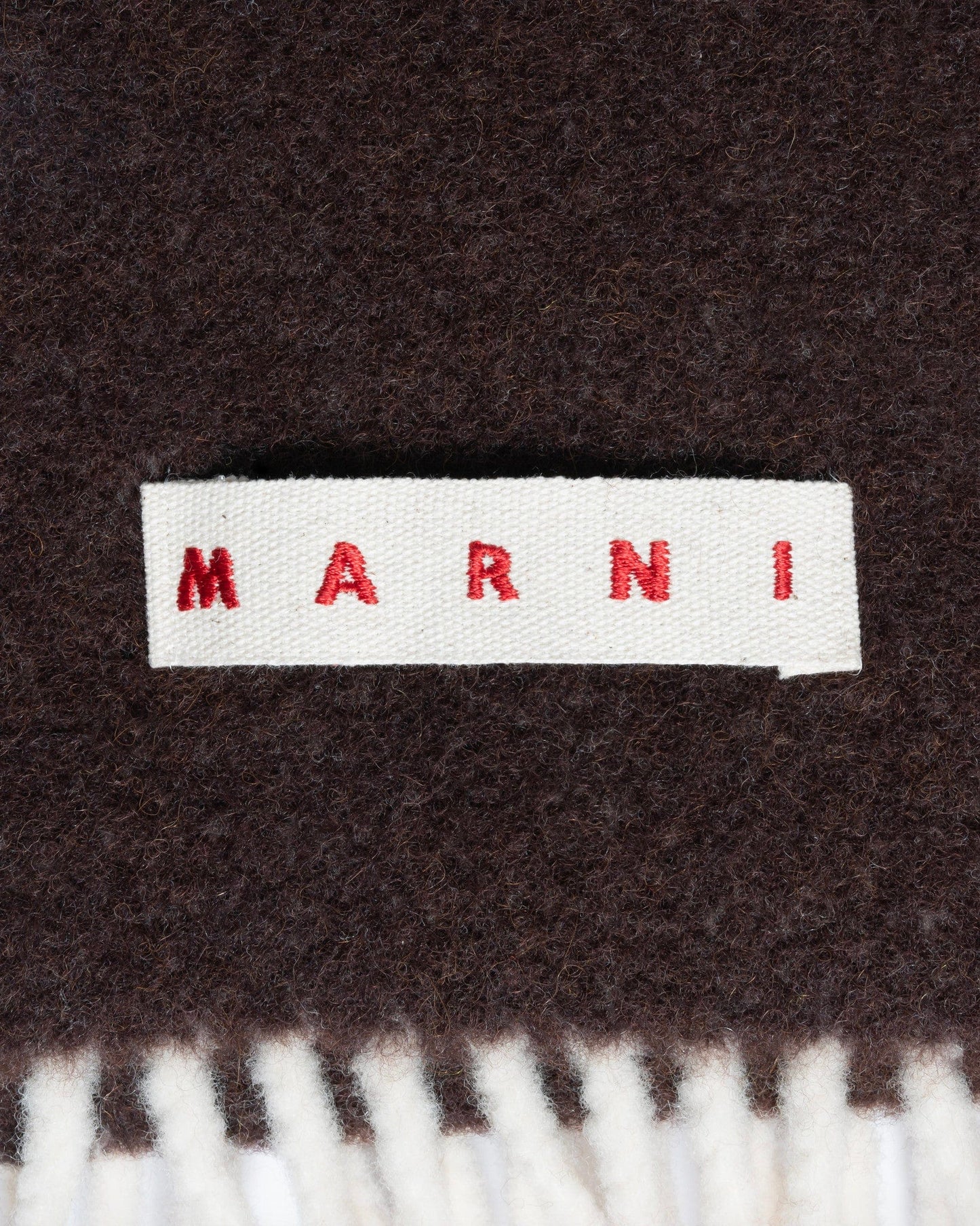 Marni scarf Striped Brushed Wool Scarf in Cacao