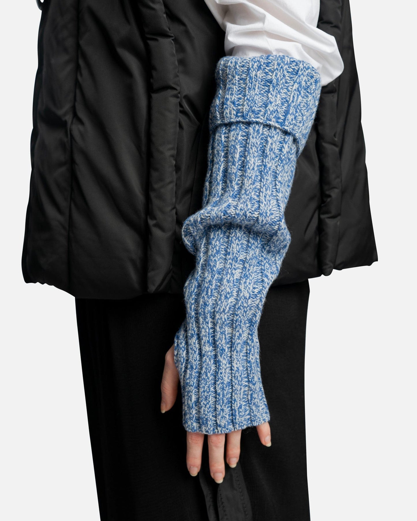 Ganni Women Tops Structured Rib Wrist Warmers in Nautical Blue