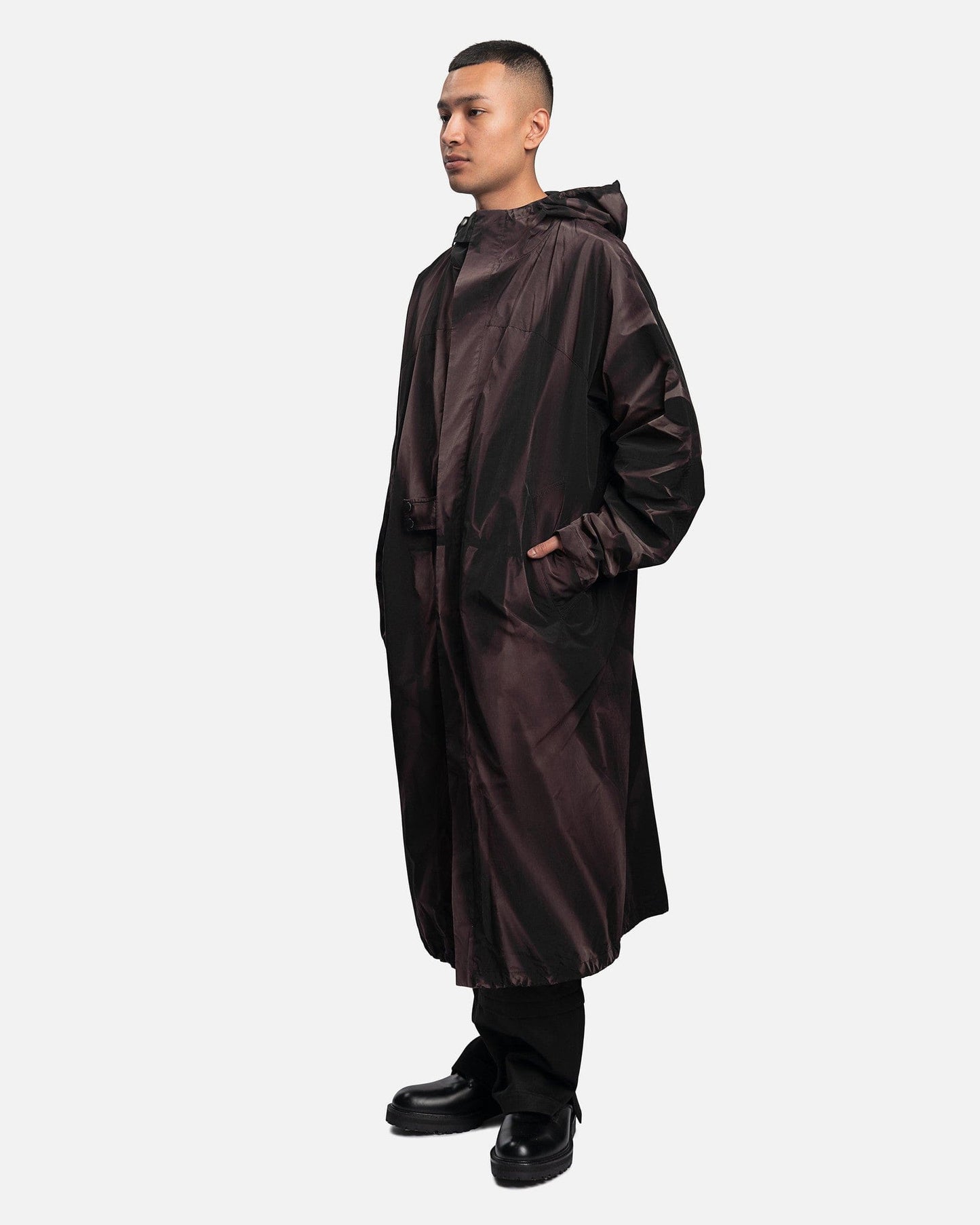 JiyongKim Men's Coat Sun-Bleached Hooded Single Coat in Black