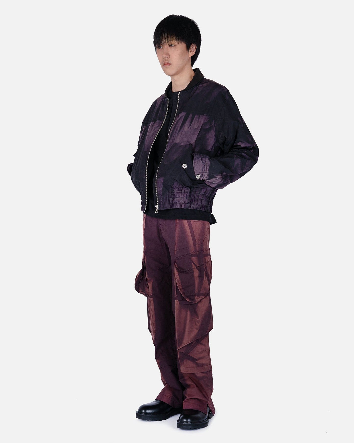 JiyongKim Men's Pants Sun-Bleached Multi Pocket Trousers in Purple
