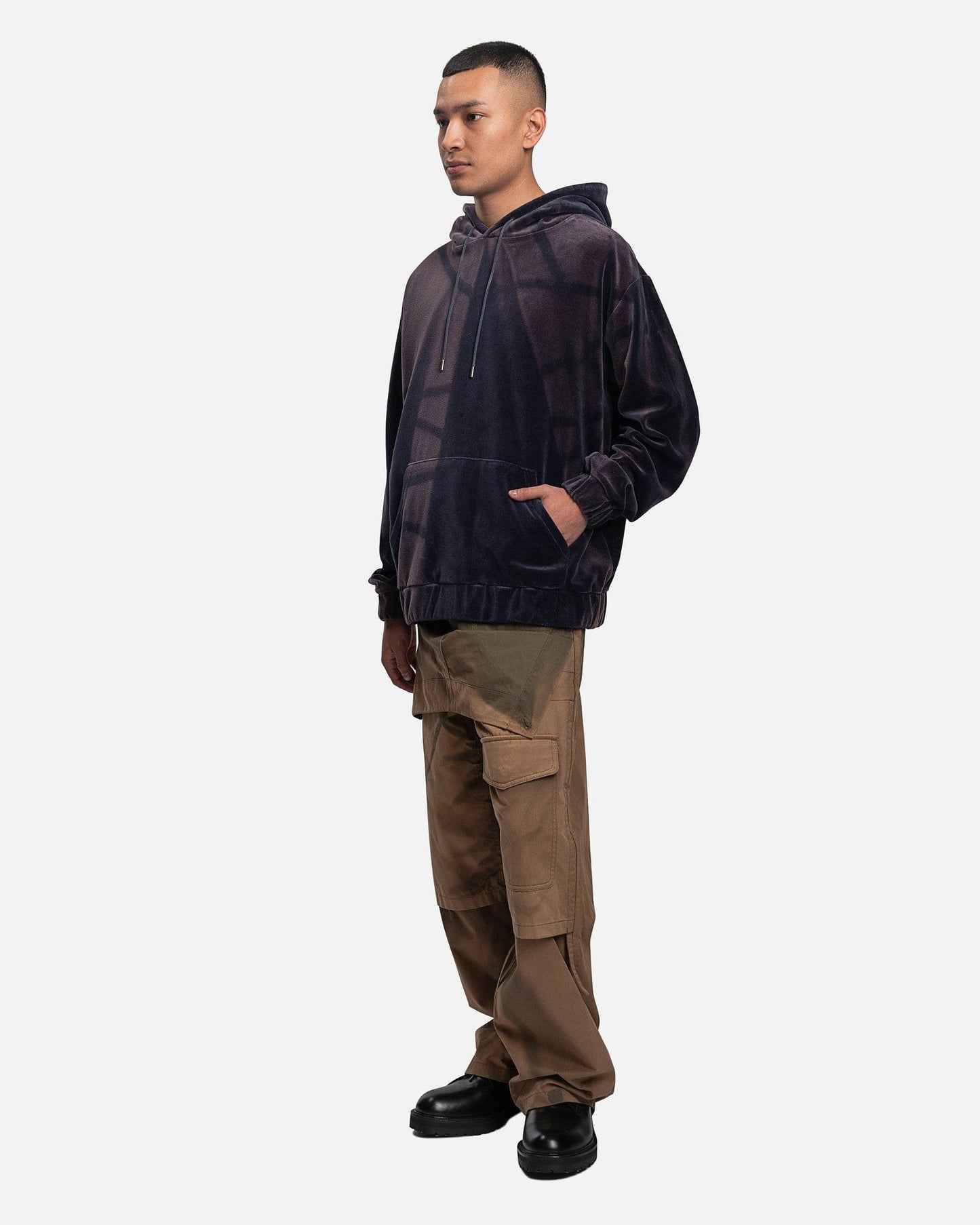 JiyongKim Men's Sweatshirts Sun-Bleached Velour Hoodie in Navy