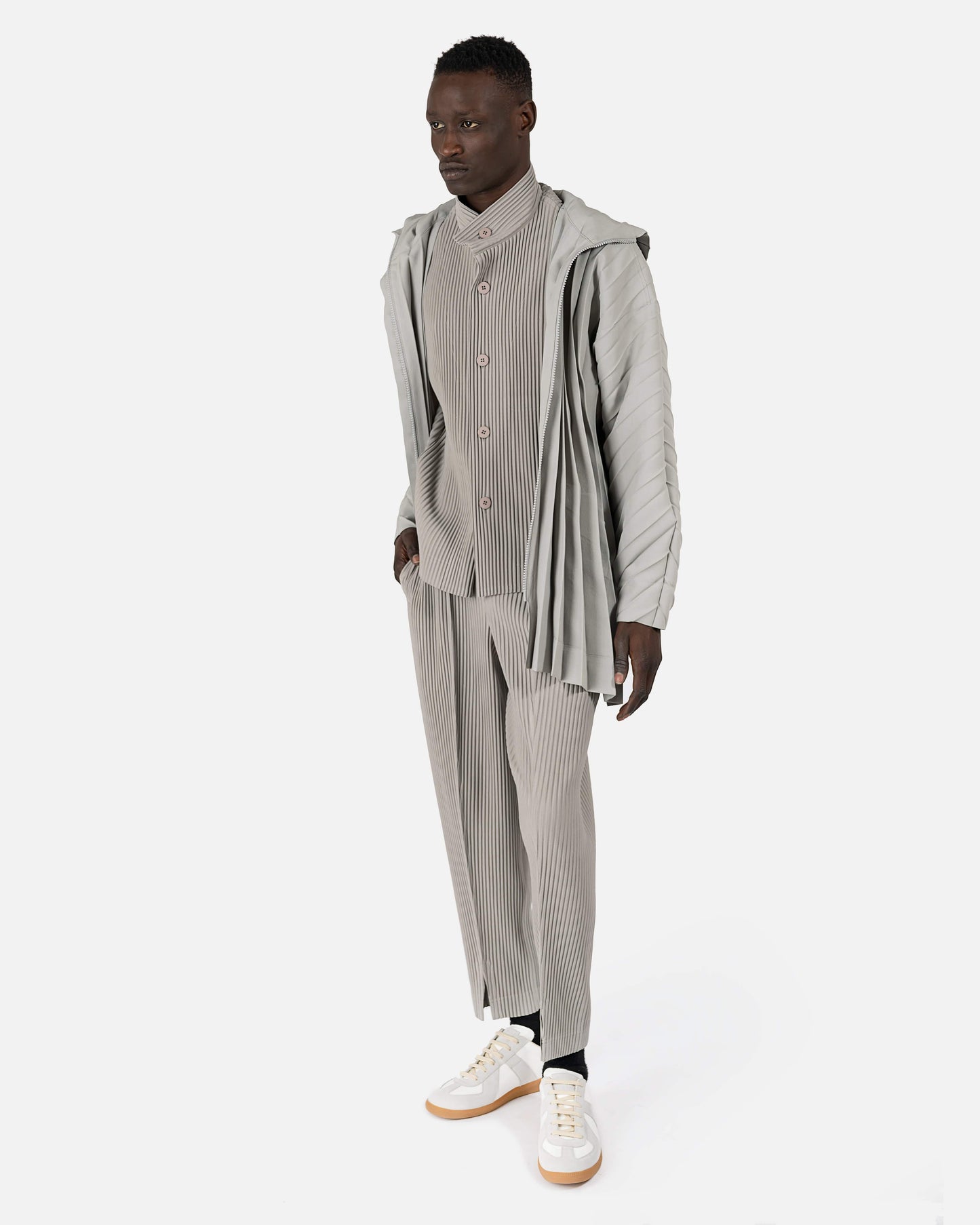 Homme Plissé Issey Miyake Men's Jackets Tailored Pleats 1 Jacket in Silver Grey