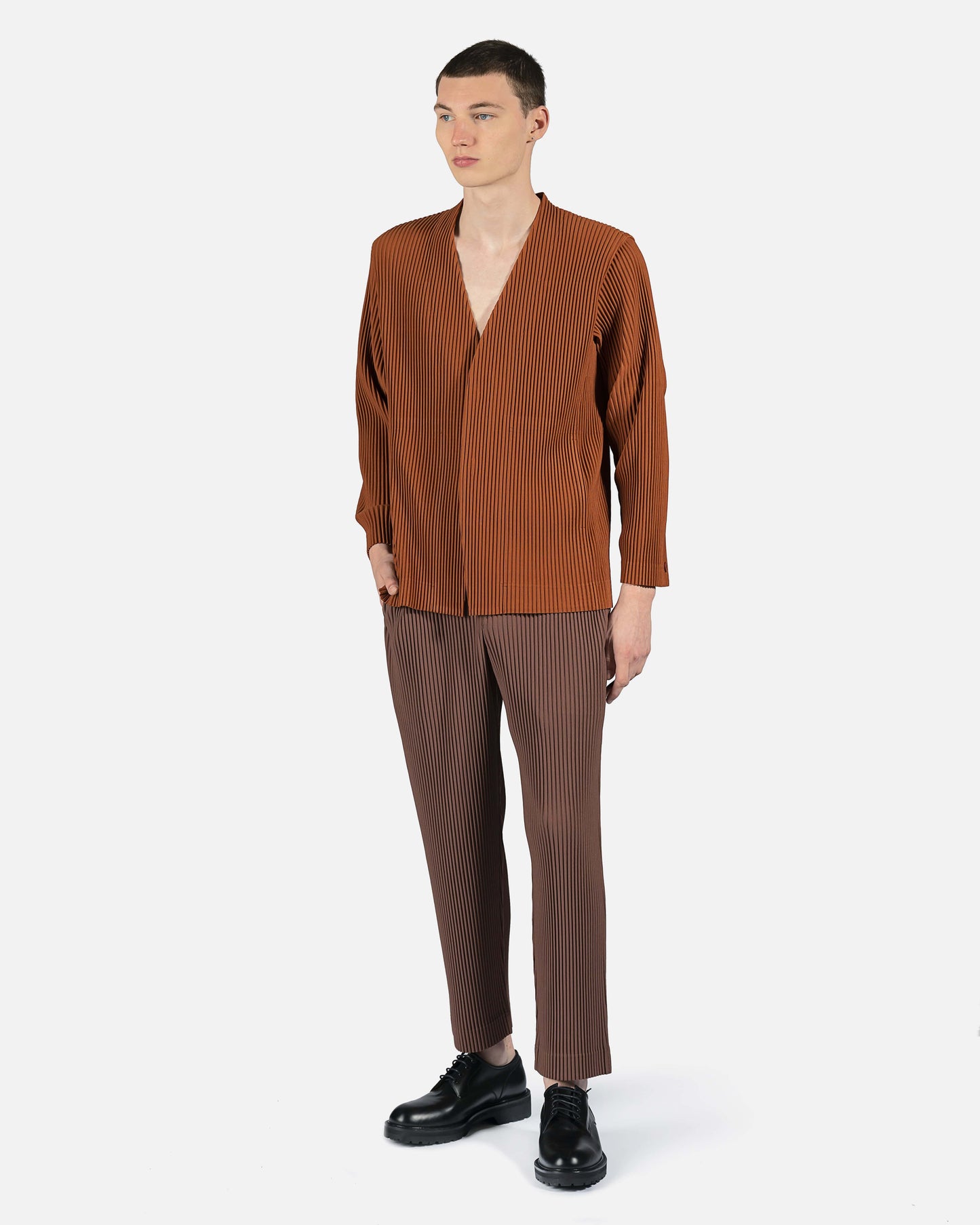 Homme Plissé Issey Miyake Men's Jackets Tailored Pleats Blazer in Orange
