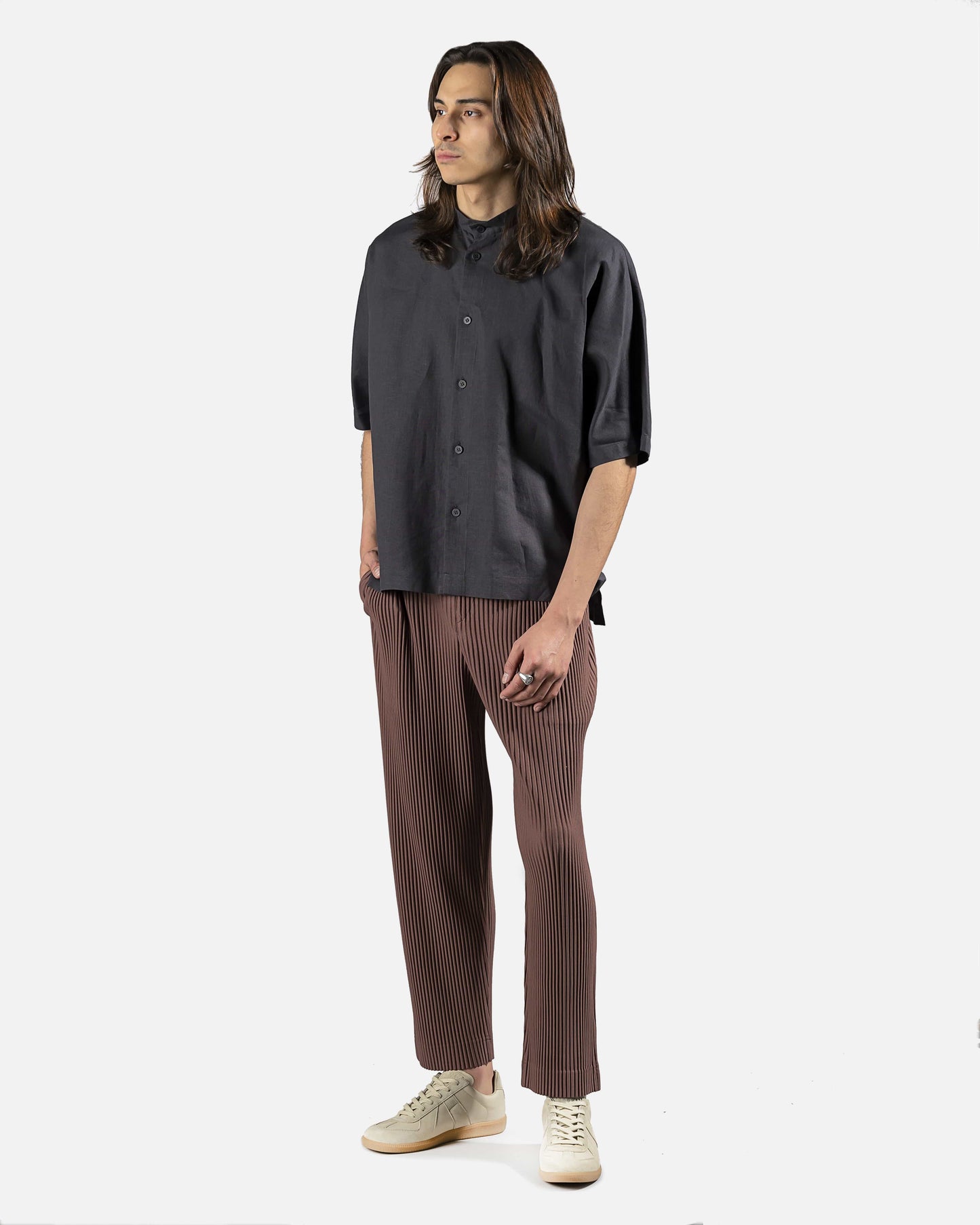 Homme Plissé Issey Miyake Men's Pants Tailored Straight Pleated Trousers in Brown
