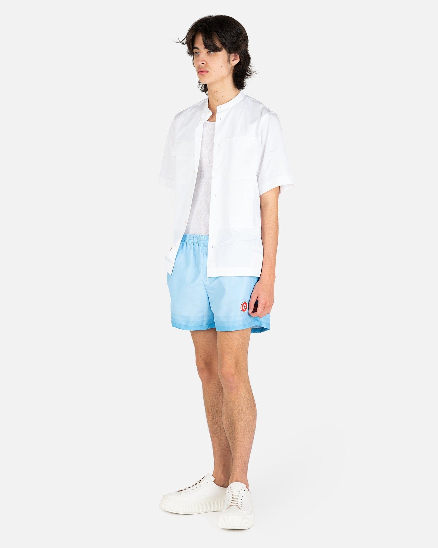 Casablanca Men's Shorts Technical Printed Swim Trunks in Synthetic Blue