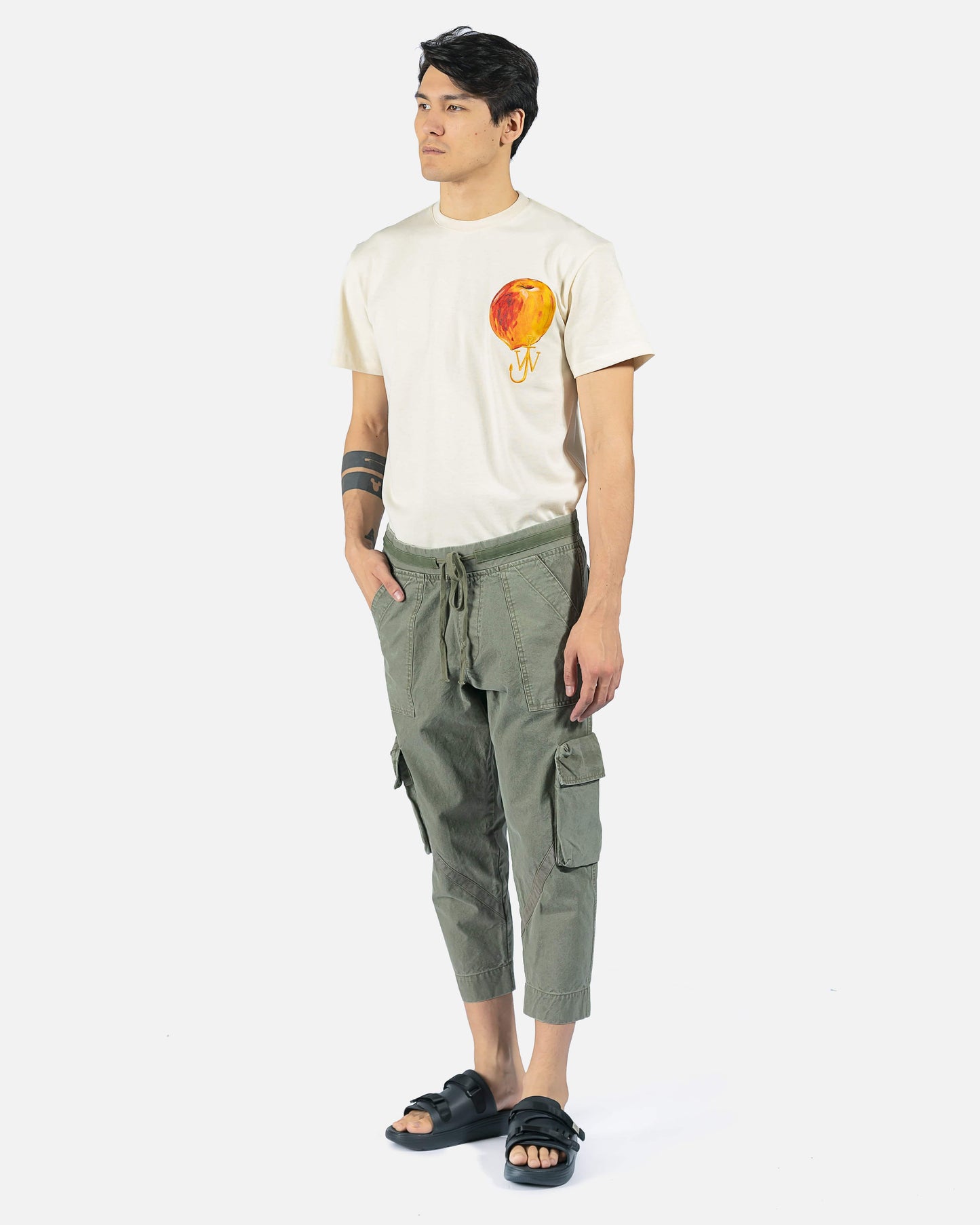 Greg Lauren Men's Pants Tent Canvas Basic Cargo in Olive