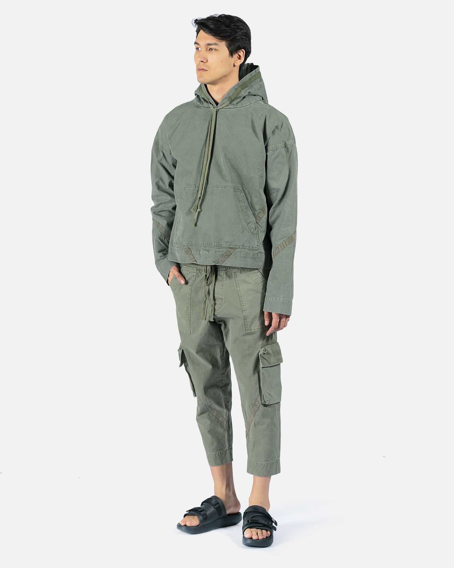 Greg Lauren Men's Sweatshirts Tent Hoodie in Olive