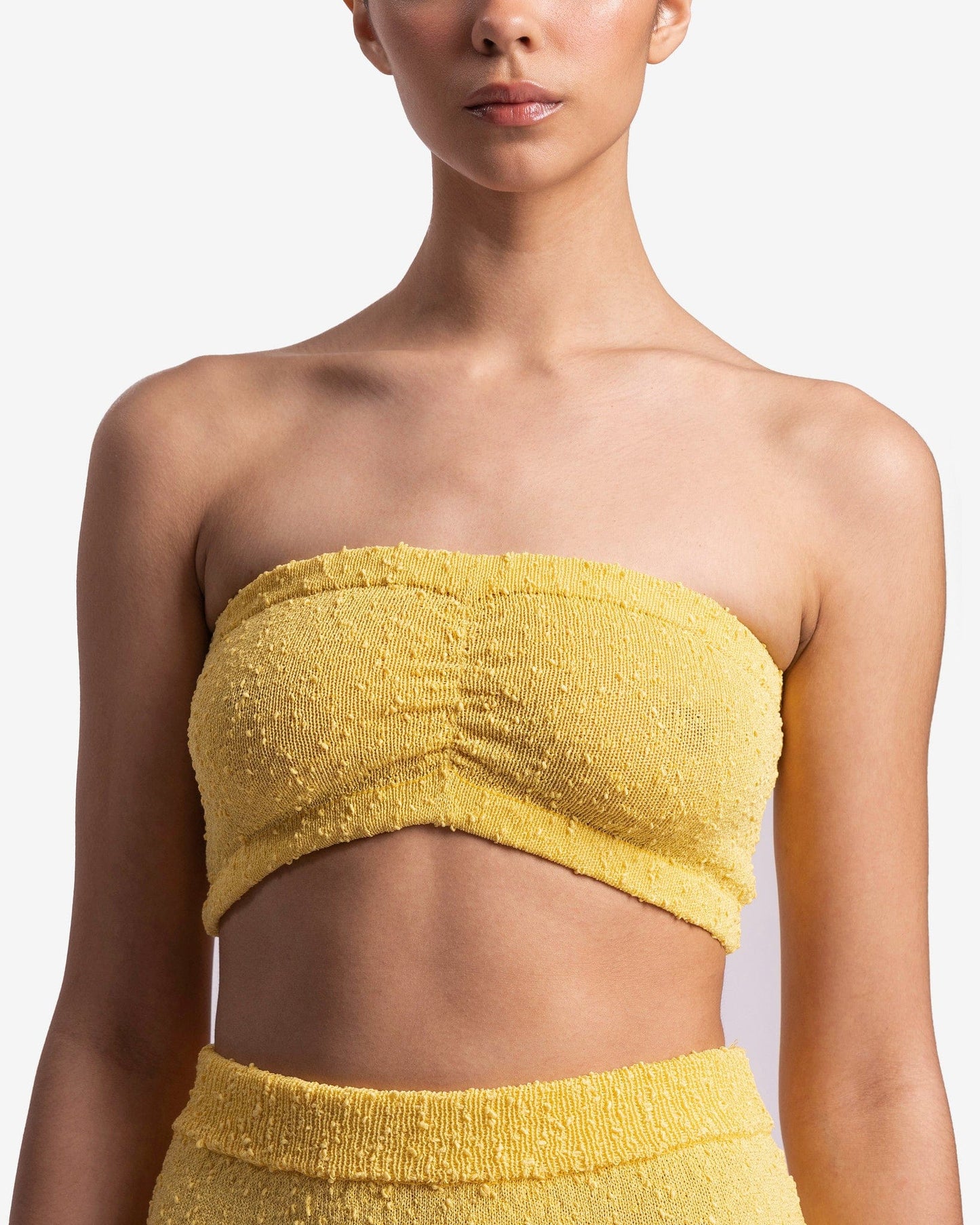 Casablanca Women Tops Textured Bandeau Top in Yellow