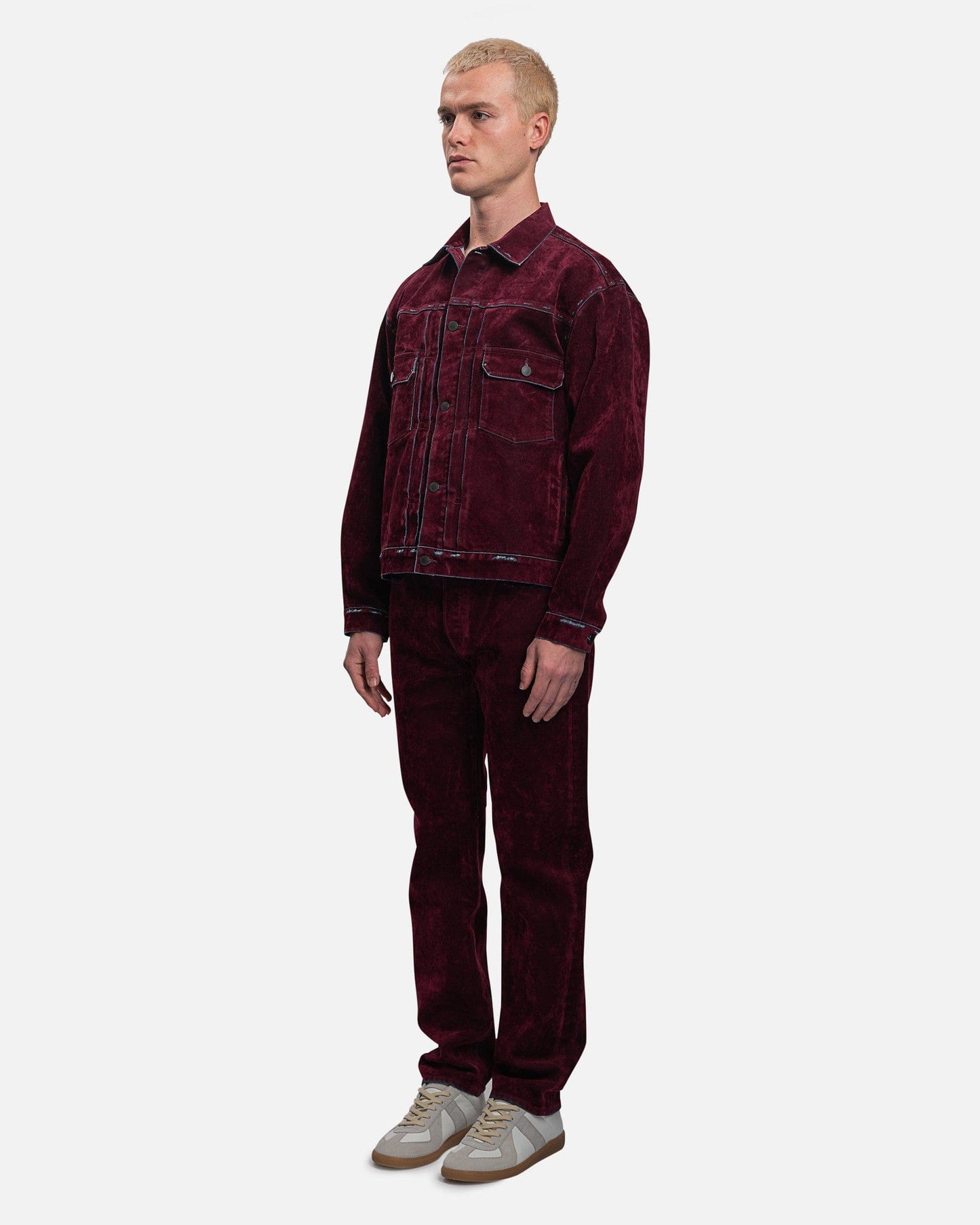 John Elliott Men's Pants The Daze Crush Flock in Burgundy