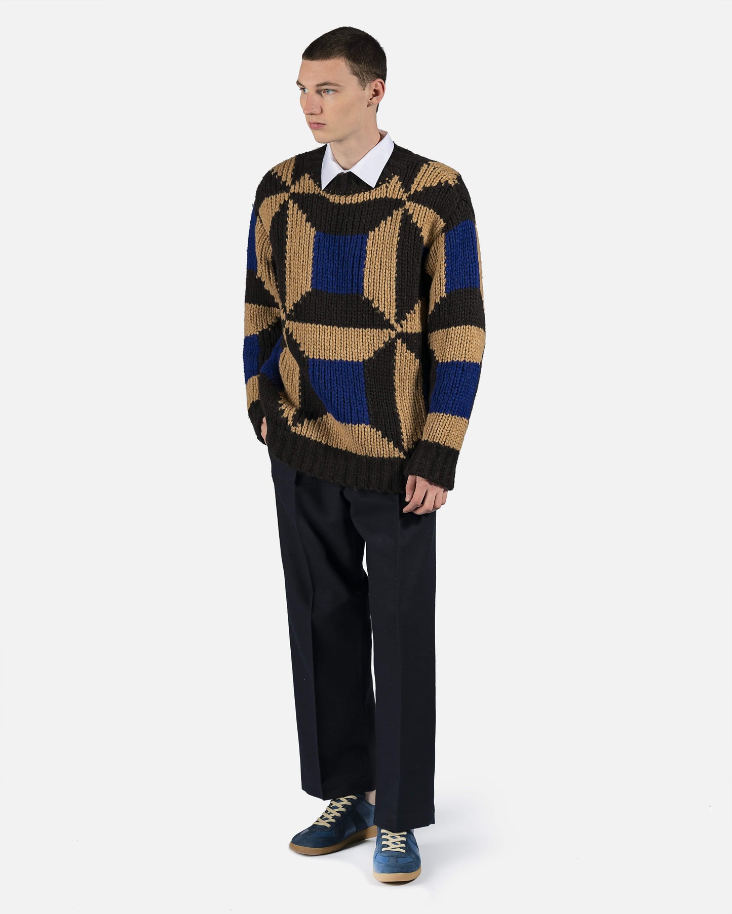 Dries Van Noten mens sweater Tibor Sweater in Brown/Blue