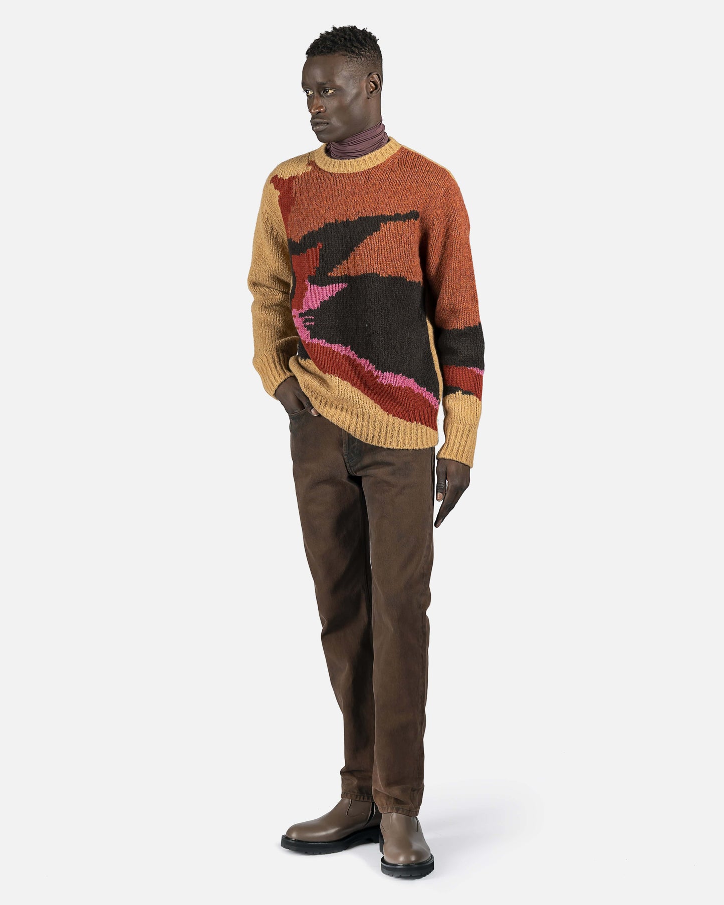 Dries Van Noten mens sweater Tictoc Sweater in Camel