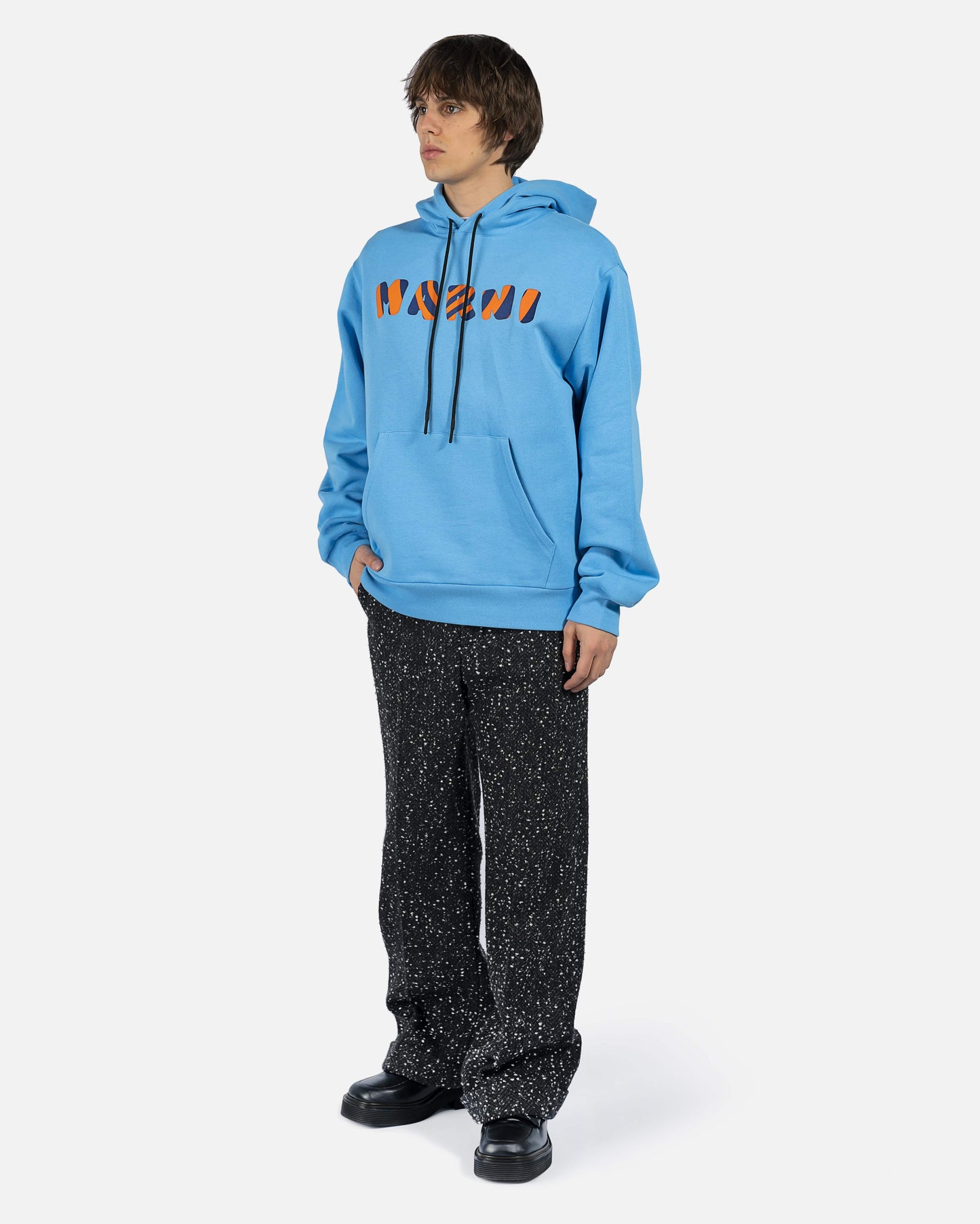 Marni Men's Sweatshirts Tiger Logo Hoodie in Cobalt