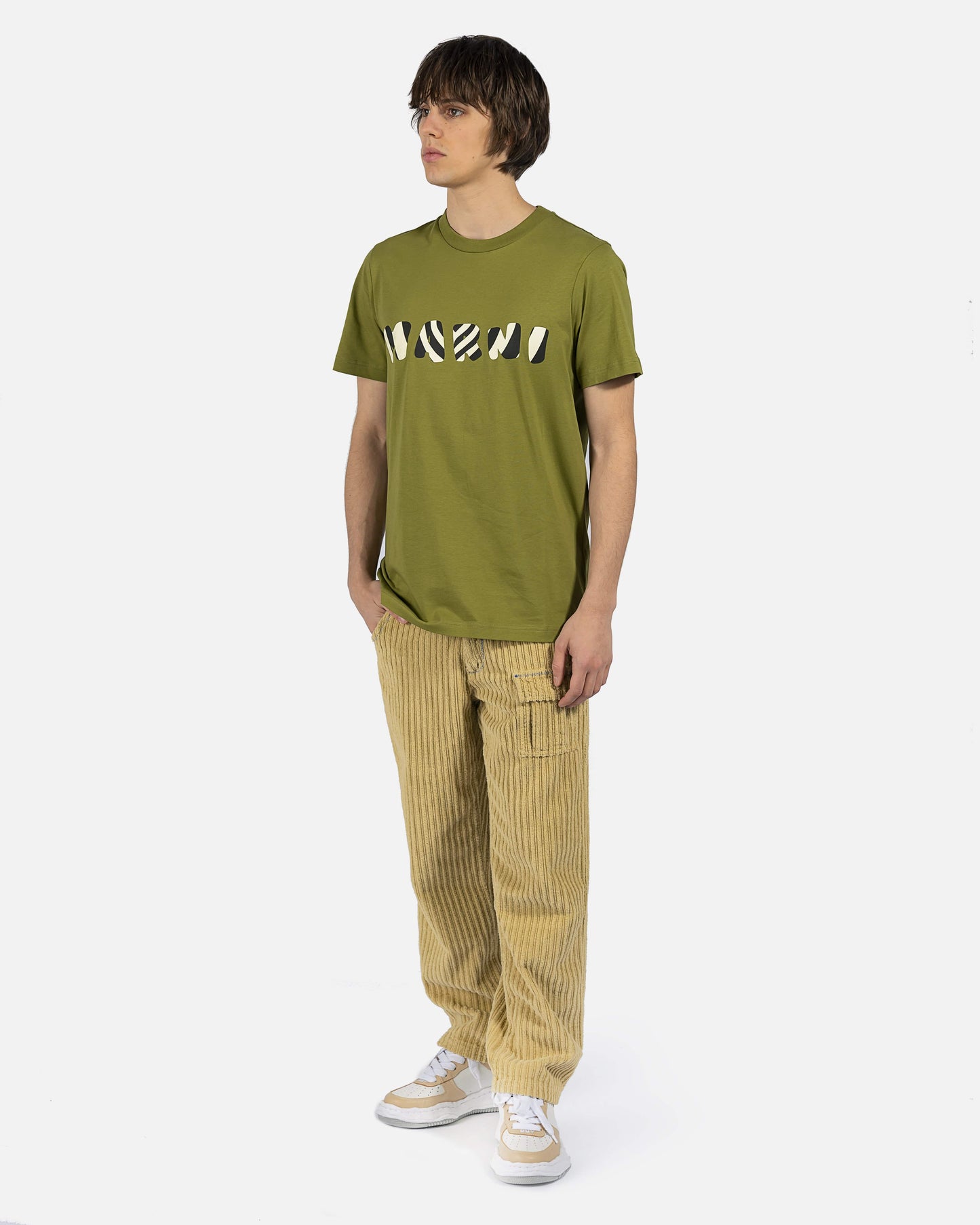 Marni Men's T-Shirts Tiger Logo T-Shirt in Dusty Olive