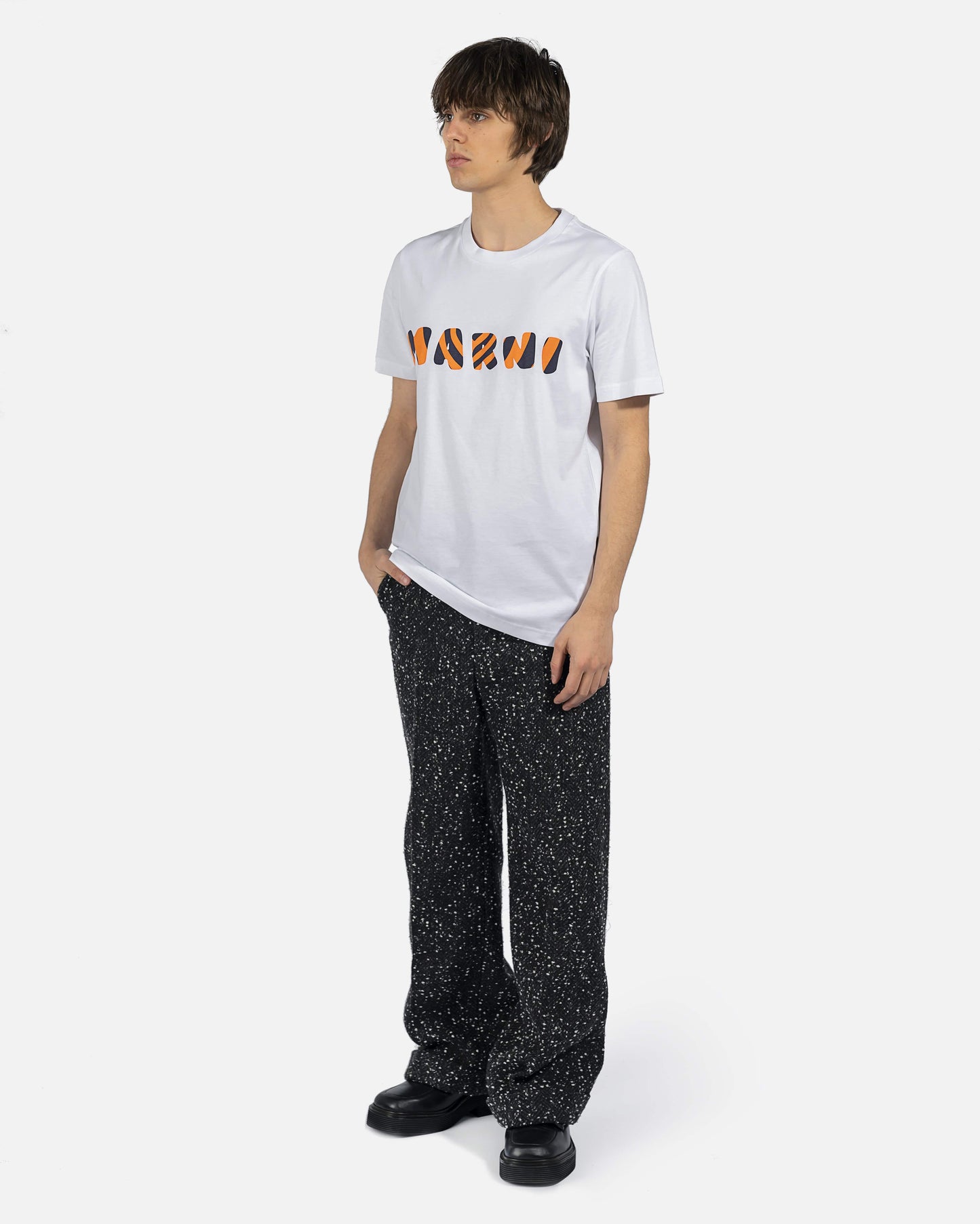 Marni Men's T-Shirts Tiger Logo T-Shirt in Lily White