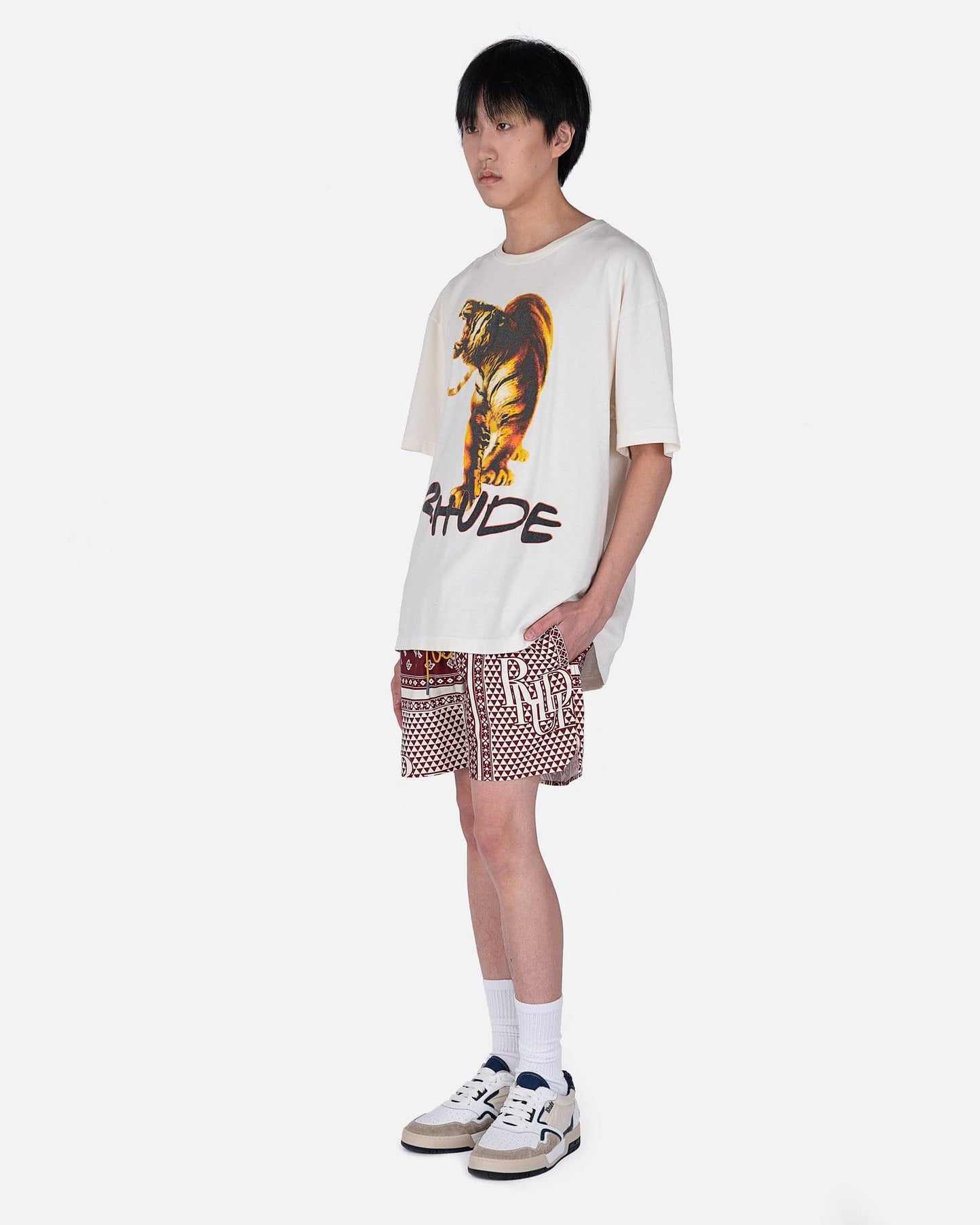 Rhude Men's T-Shirts Tiger T-Shirt in Vintage White