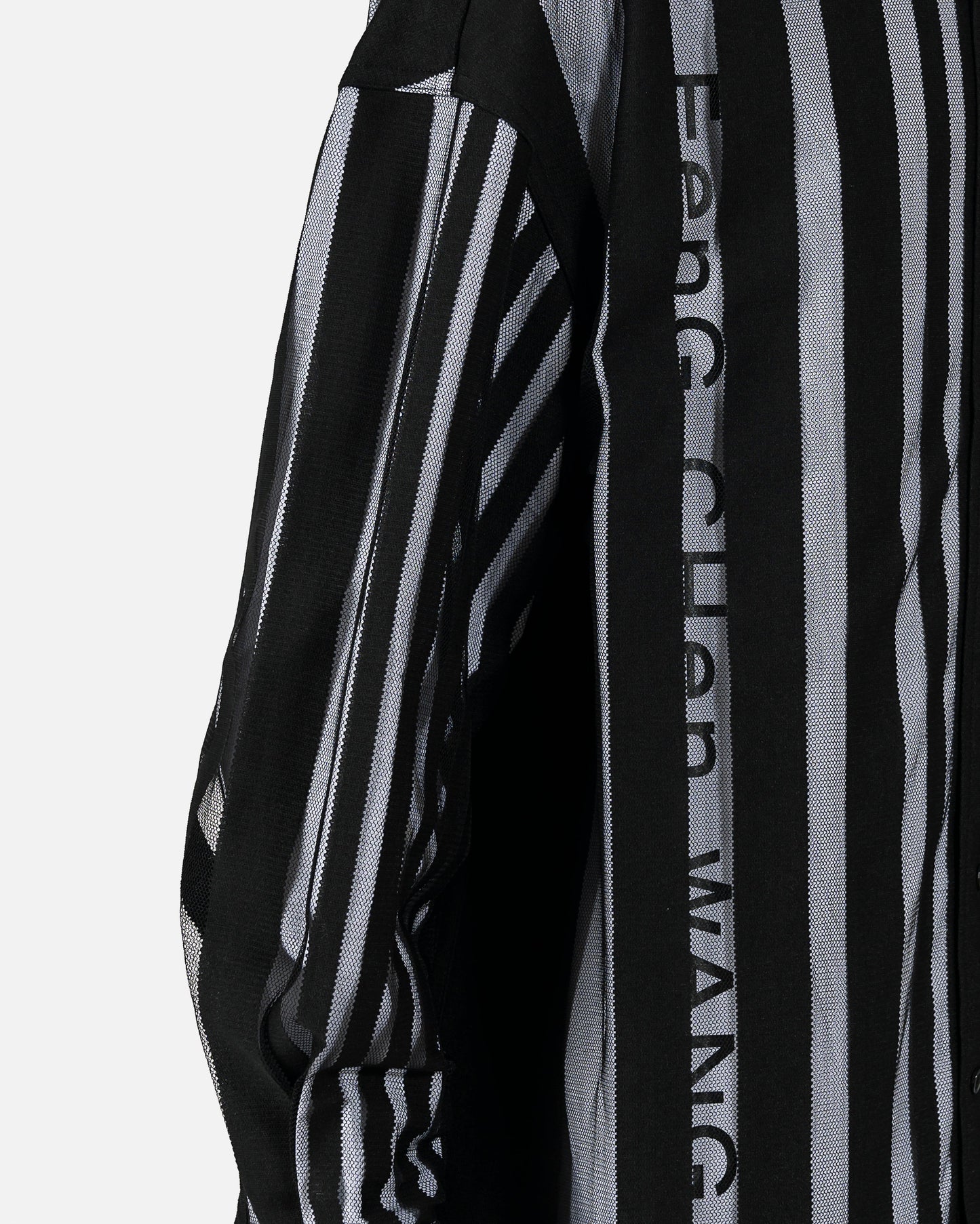 Feng Chen Wang Men's Shirts Transparent Stripe Logo Shirt in Black