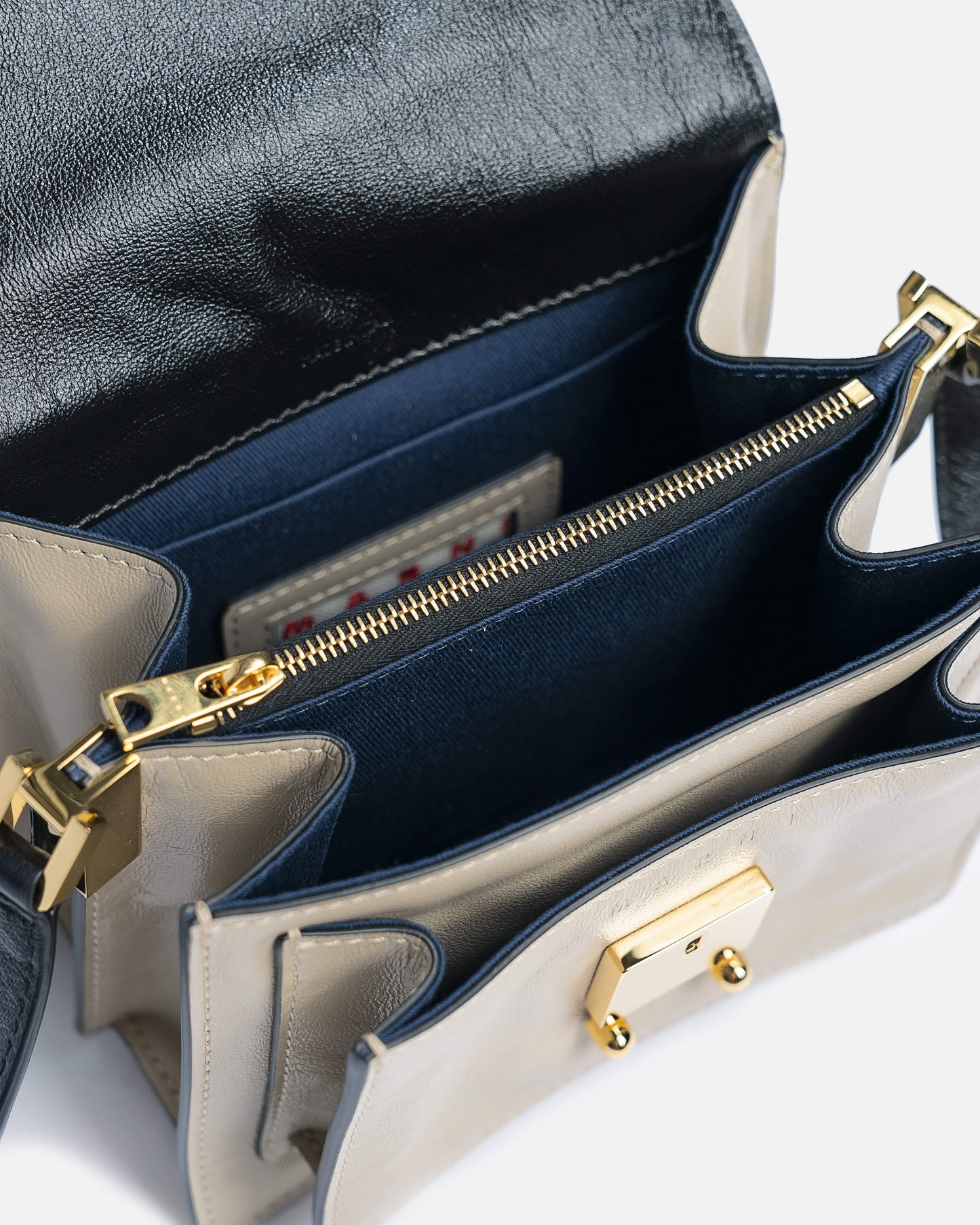 Marni Women Bags Trunk Soft Tumbled Calf Bag in Black/Ecru