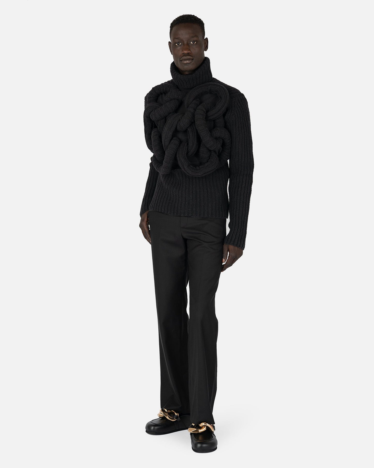 JW Anderson mens sweater Tubular Turtleneck Jumper in Black