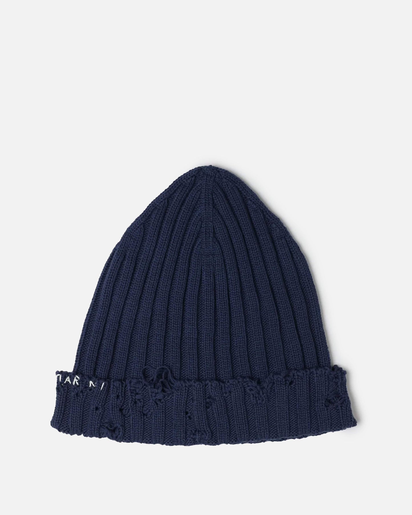 Marni Men's Hats Unfinished Edge Cotton Beanie in Cornflower