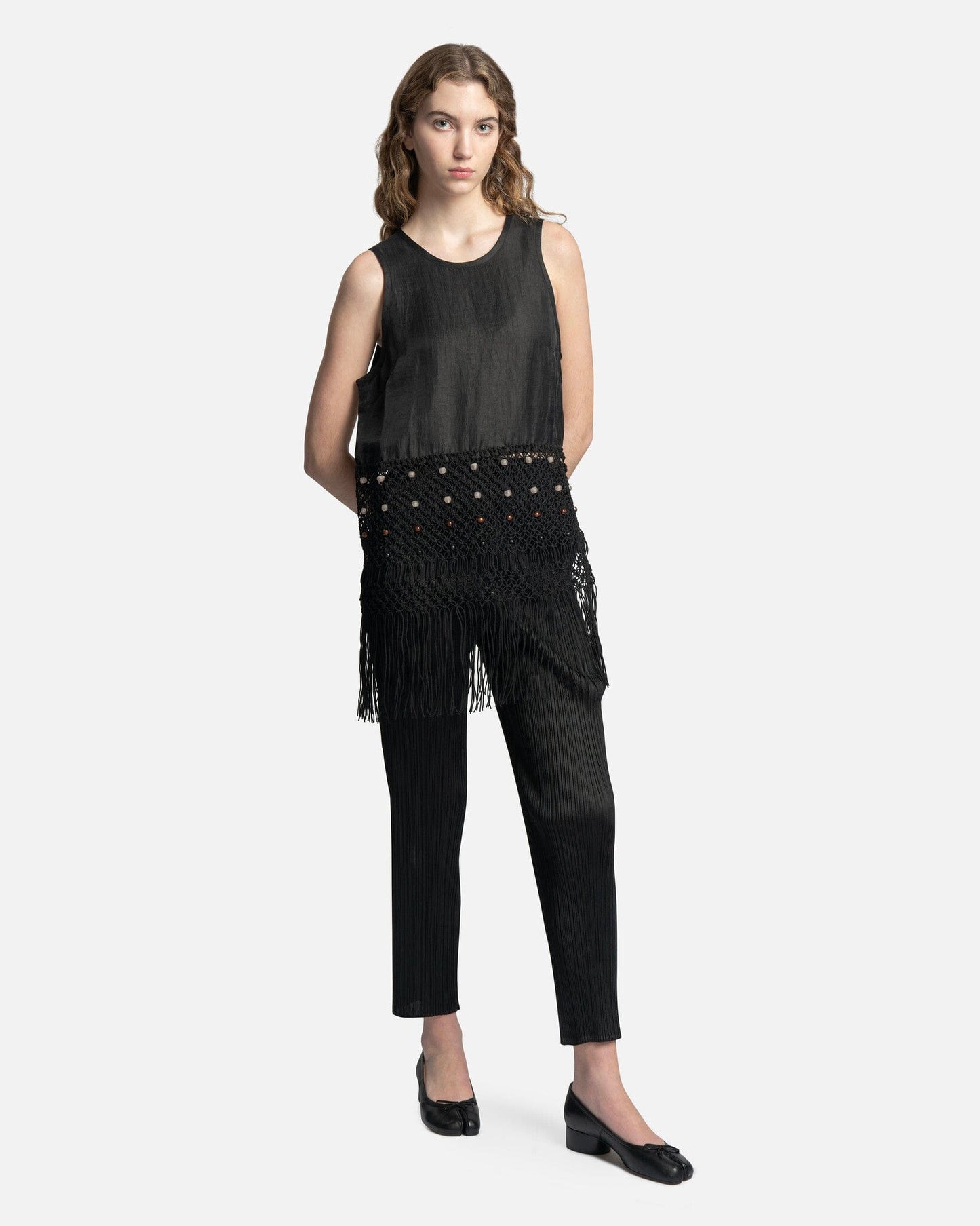 Wales Bonner Vision Macrame Top in Black