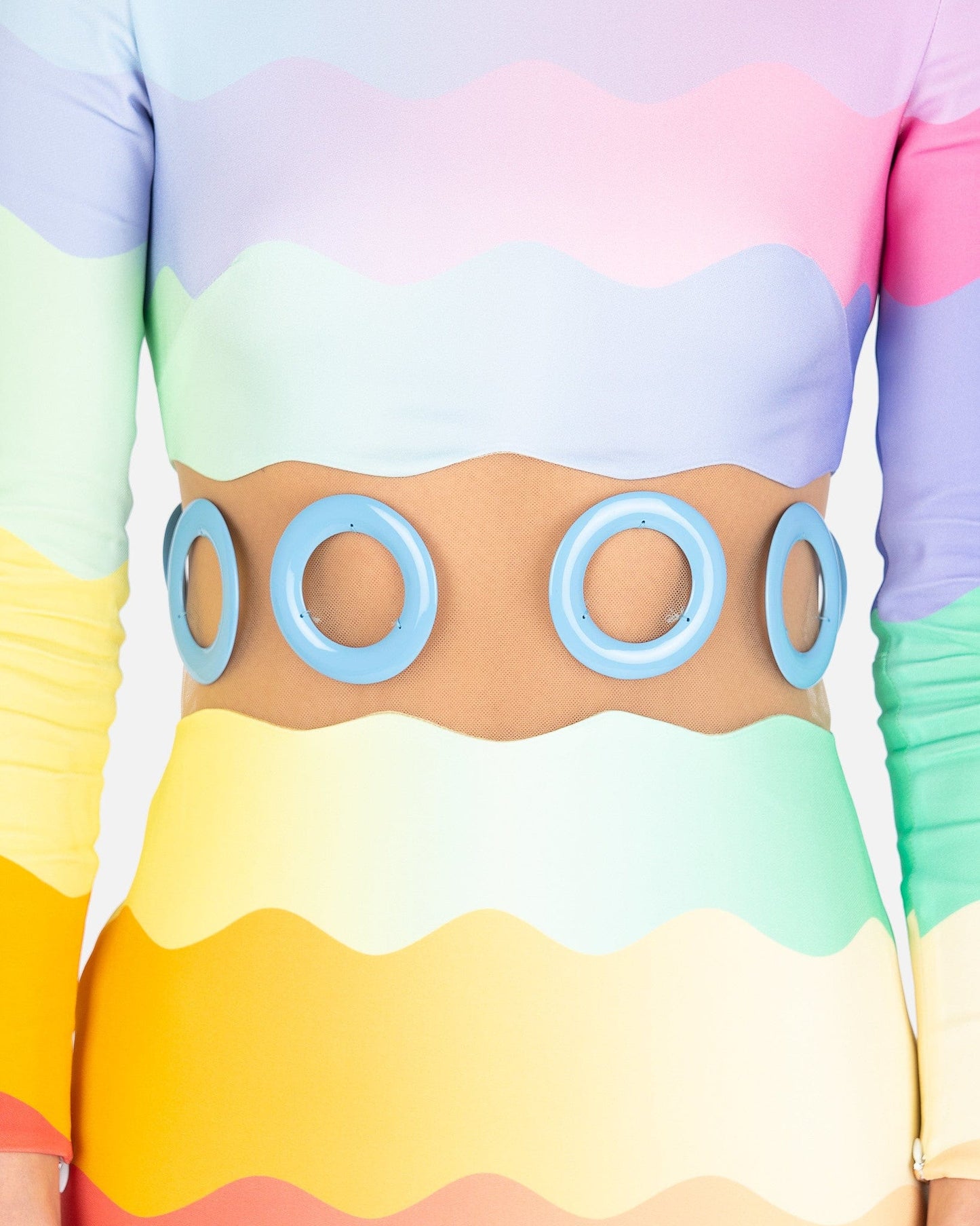 Casablanca Women Dresses Waist Cut Out Bodycon Dress in Rainbow Wave