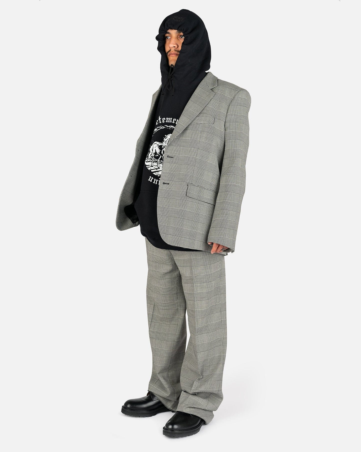 VETEMENTS Men's Pants Wide Leg Tailored Pants in Grey Check
