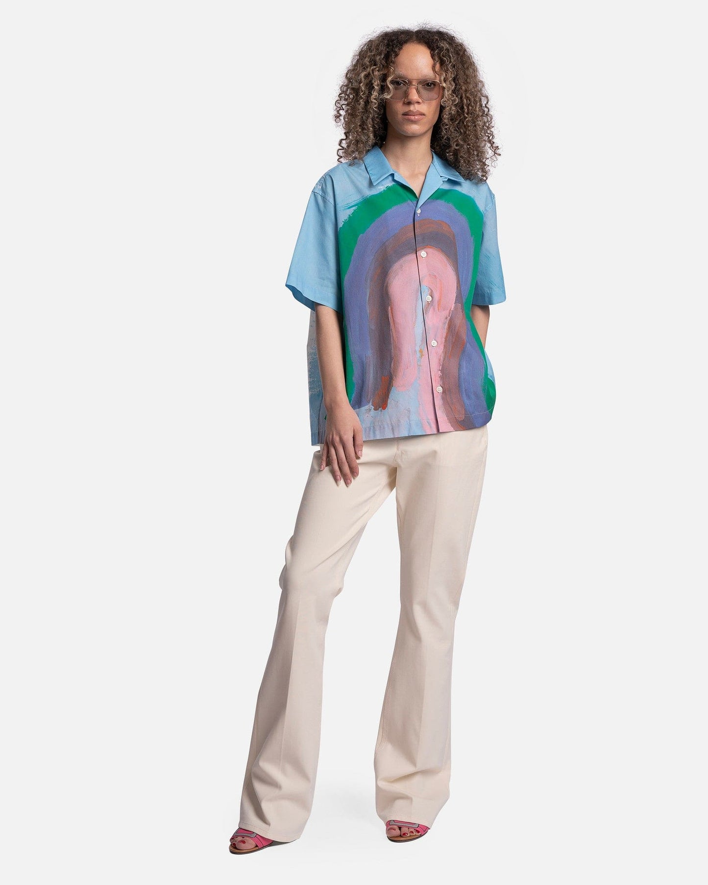 Marni Women Tops Women's "Rainbow" Popeline Shirt in Rain
