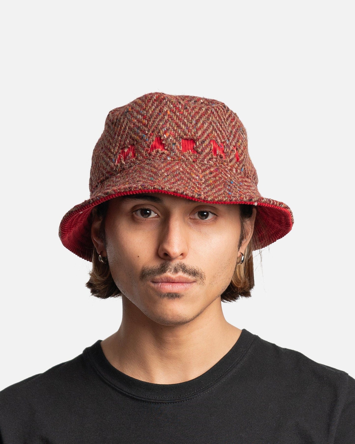 Marni Men's Hats Wool Bucket Hat in Burgundy