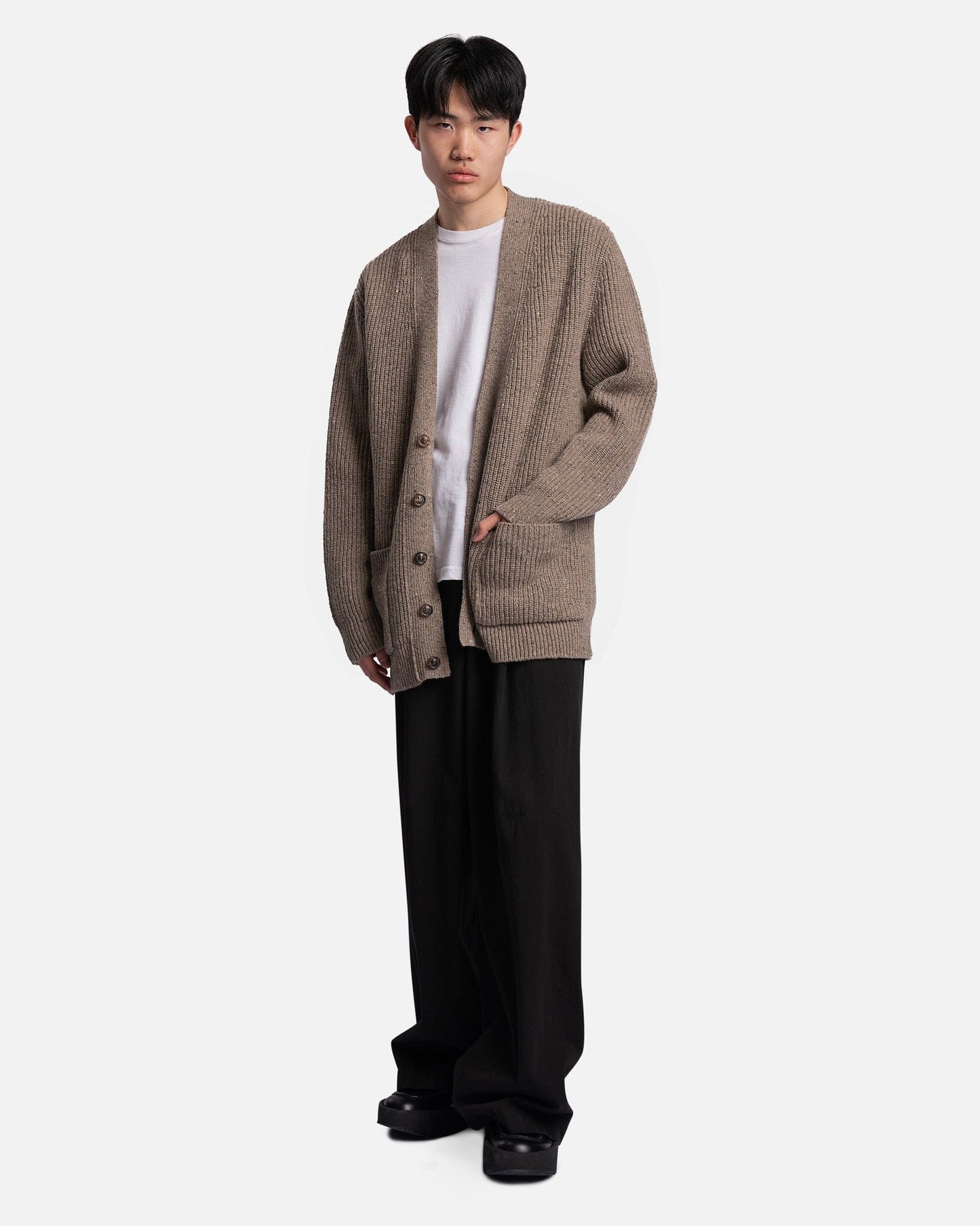 Maison Margiela Men's Sweater Wool Cardigan in Walnut