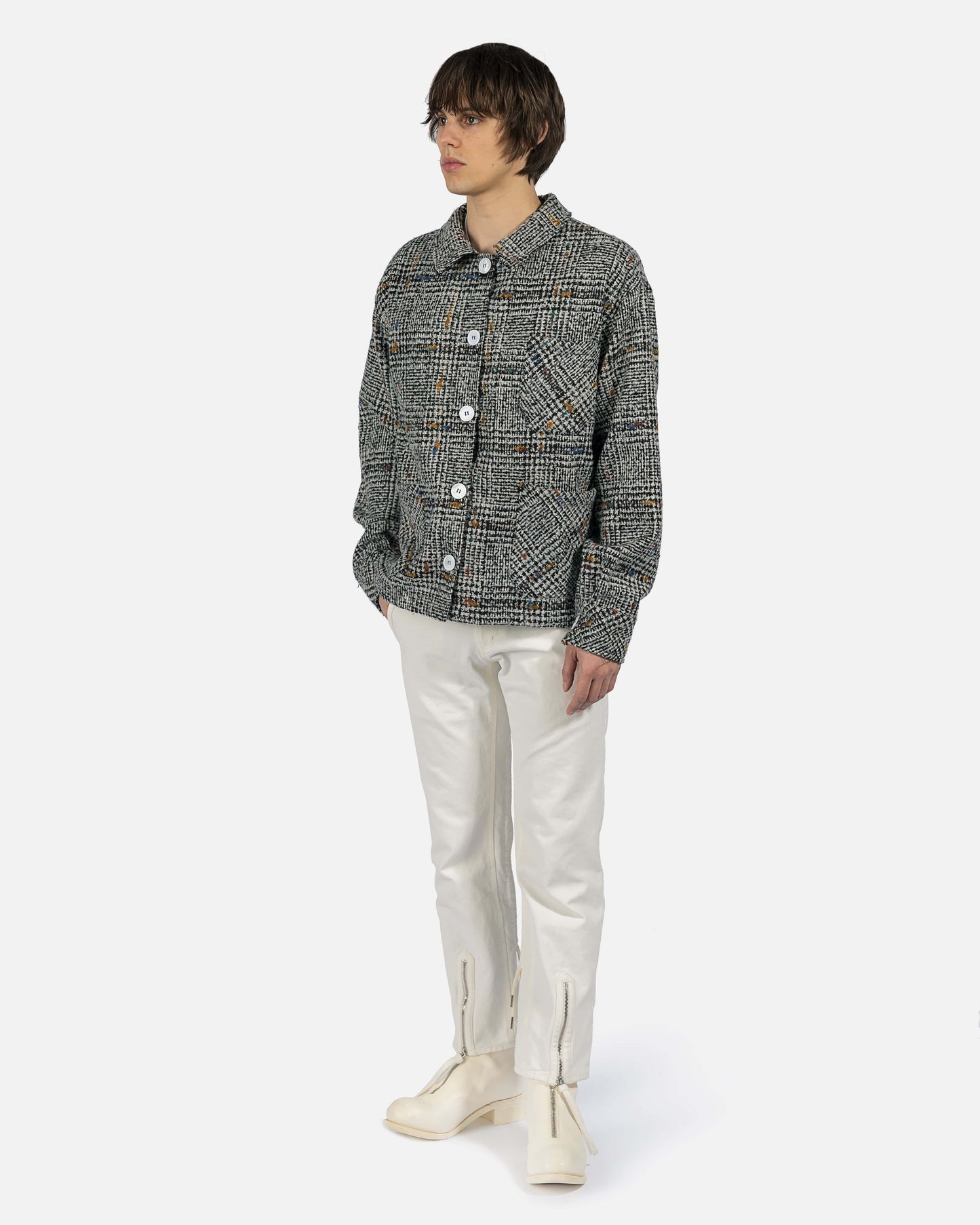 Midori Men's Jackets Wool Chore Jacket in Grey