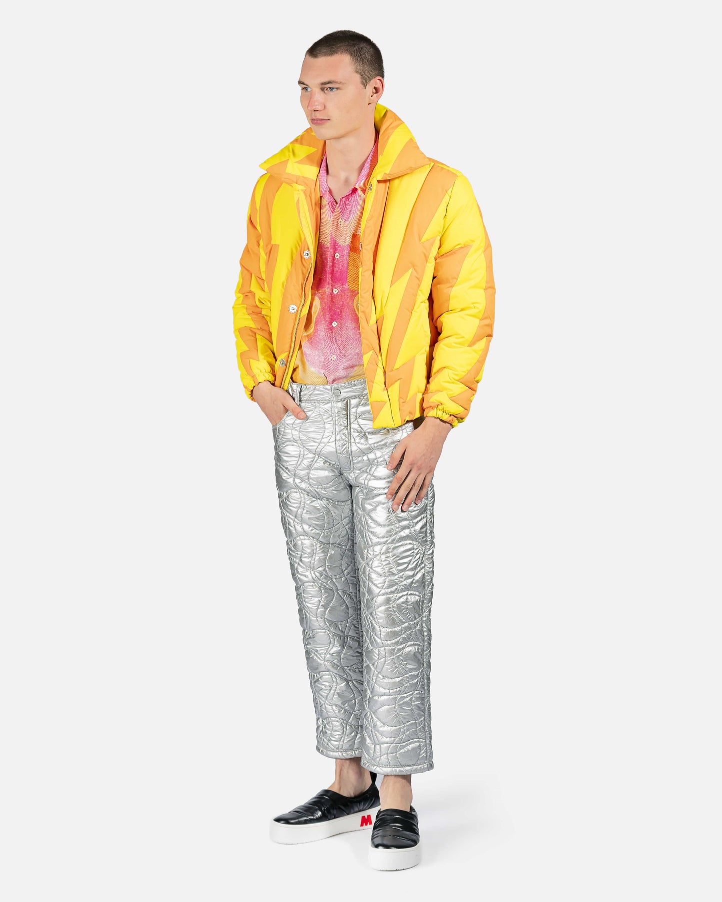 ERL Men's Shirts Woven Shirt in Pink/Orange