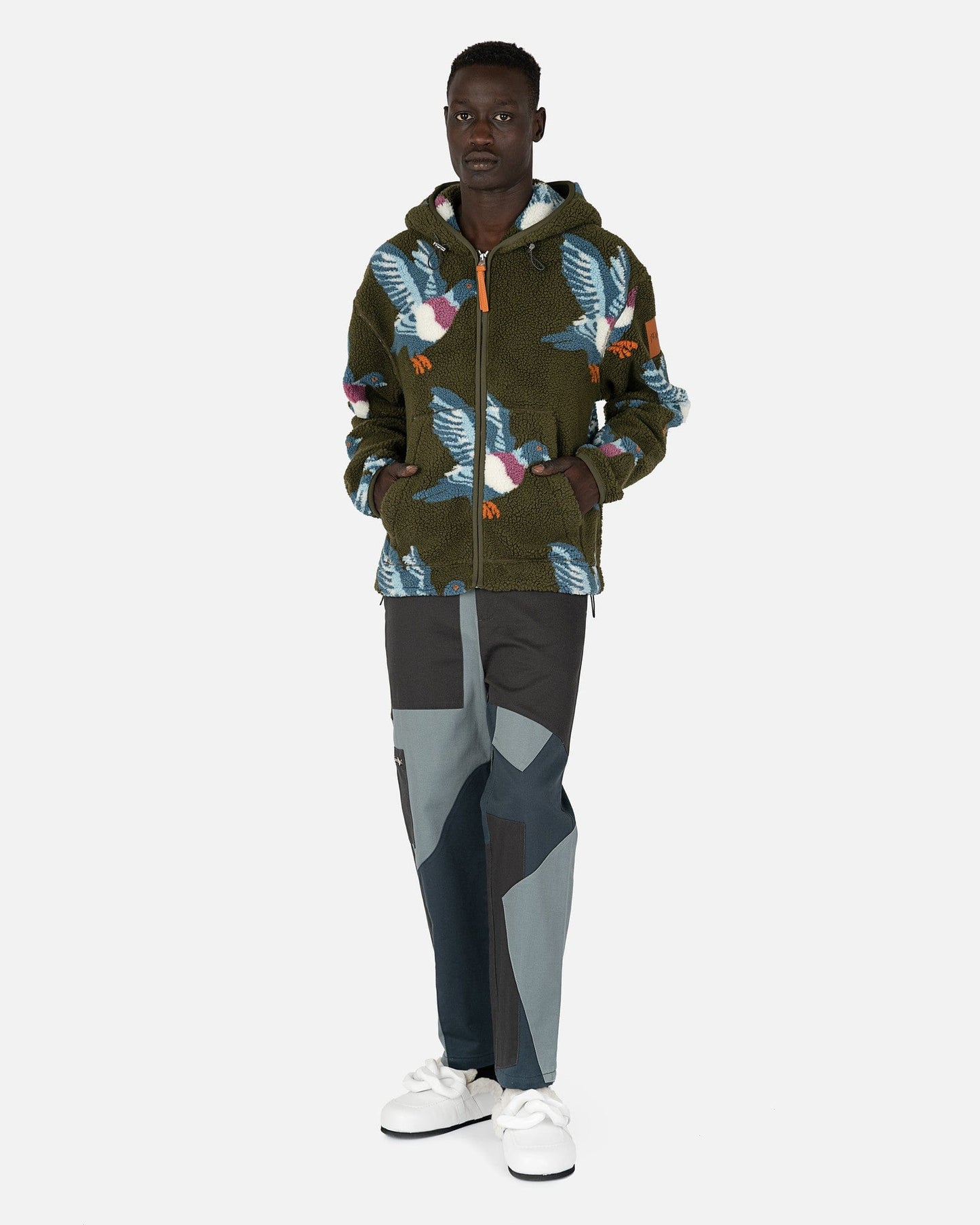 JW Anderson Men's Jackets Zip Front Casual Hooded Jacket in Khaki