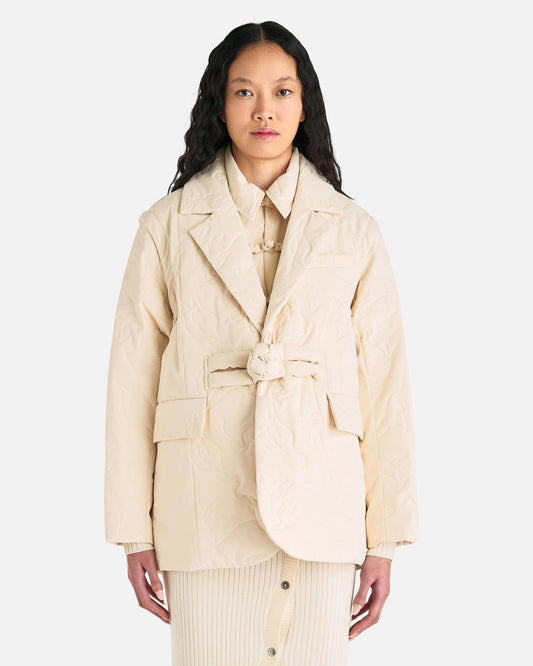 Feng Chen Wang Women Jackets 2 in 1 Quilted Jacket With Detachable Vest in Beige