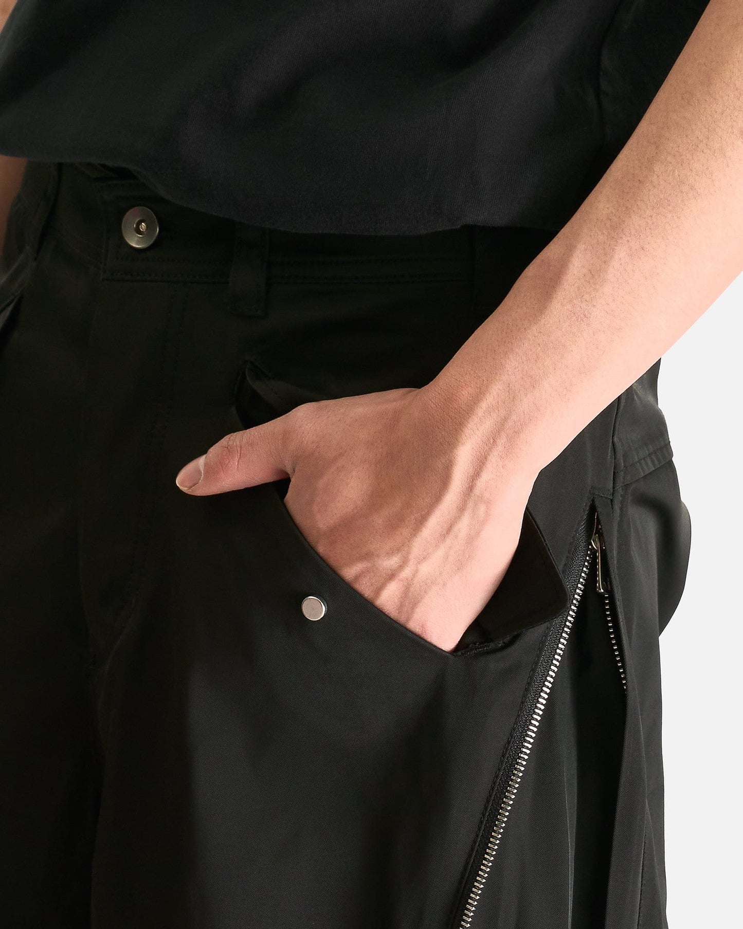 FFFPOSTALSERVICE Men's Pants 3-Way Zip Cargo Trousers in Black