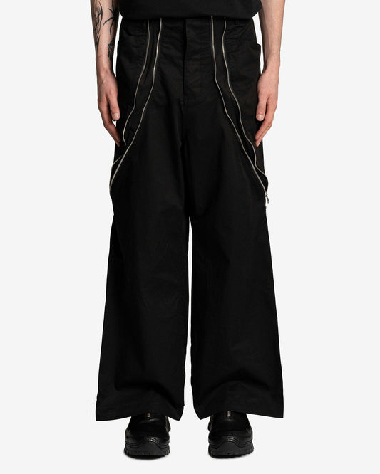 FFFPOSTALSERVICE Men's Pants 3-Way Zip Trousers in Black
