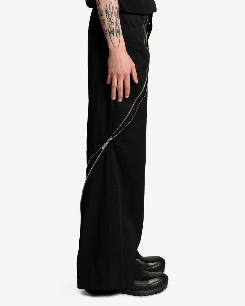 FFFPOSTALSERVICE Men's Pants 3-Way Zip Trousers in Black