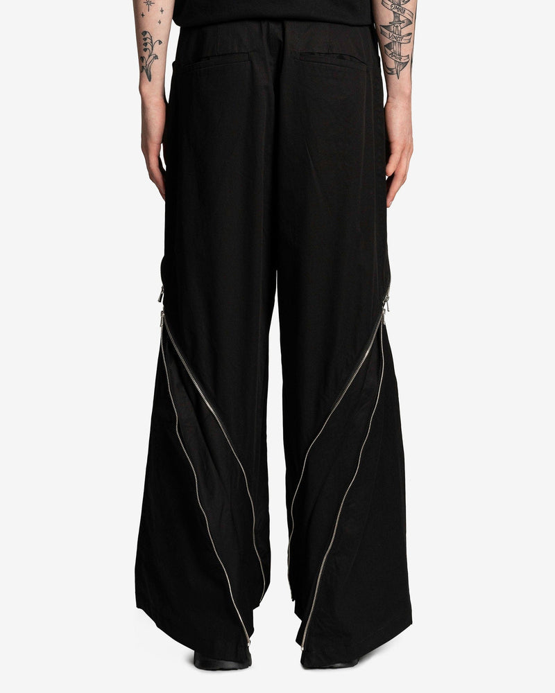 FFFPOSTALSERVICE Men's Pants 3-Way Zip Trousers in Black