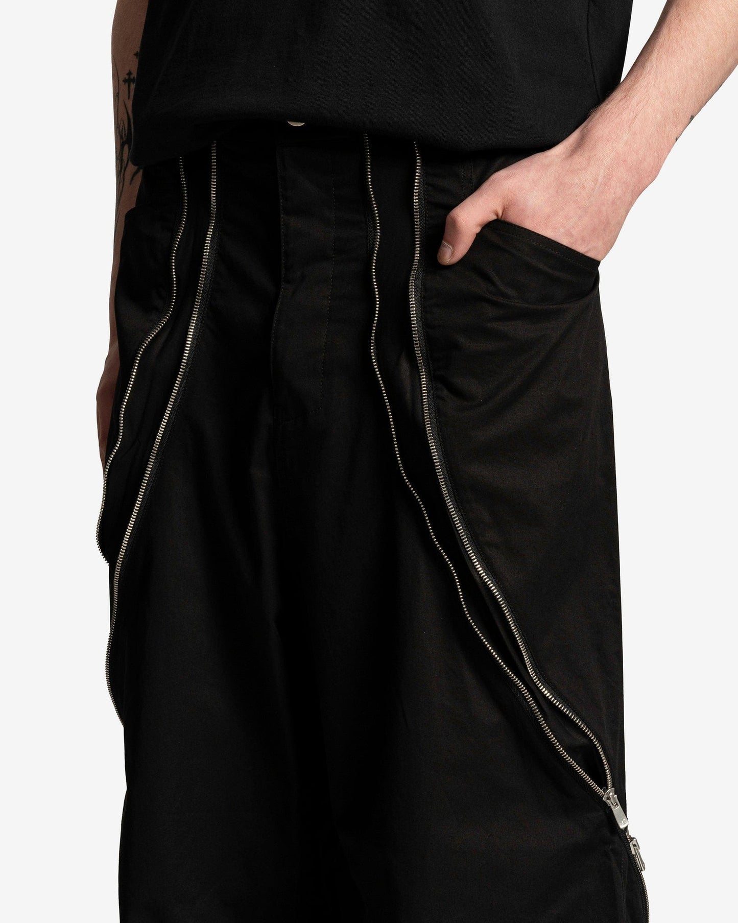 FFFPOSTALSERVICE Men's Pants 3-Way Zip Trousers in Black