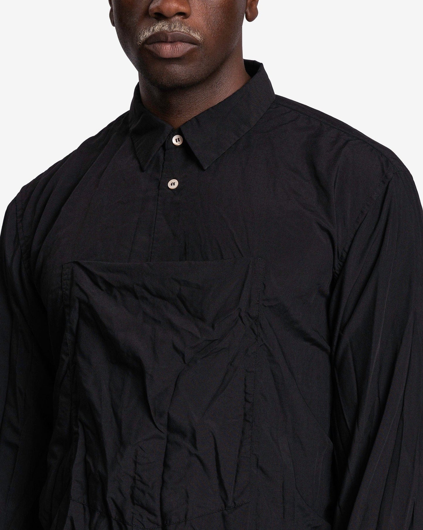 Comme des Garçons Homme Deux Men's Shirts Single Pocket Button-Up Shirt in Black