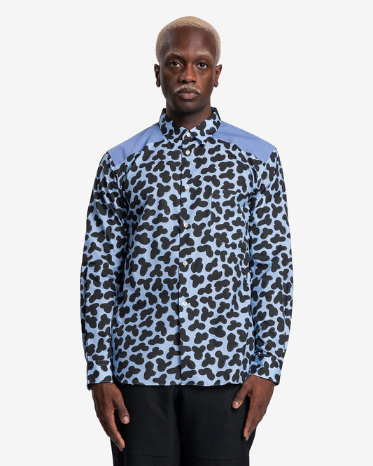 Comme des Garcons Homme Deux Men's Shirts Doodle Paneled Graphic Shirt in Blue
