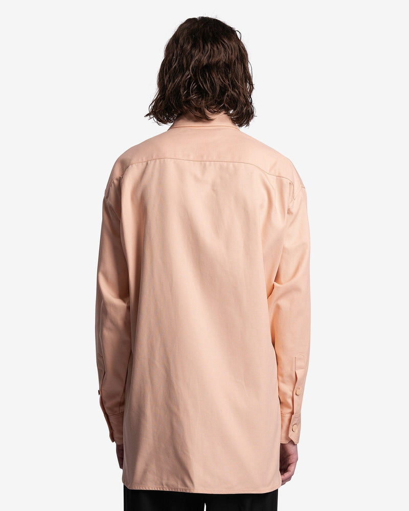 Raf Simons Men's Shirts Leather Patch Oversized Denim Shirt in Salmon